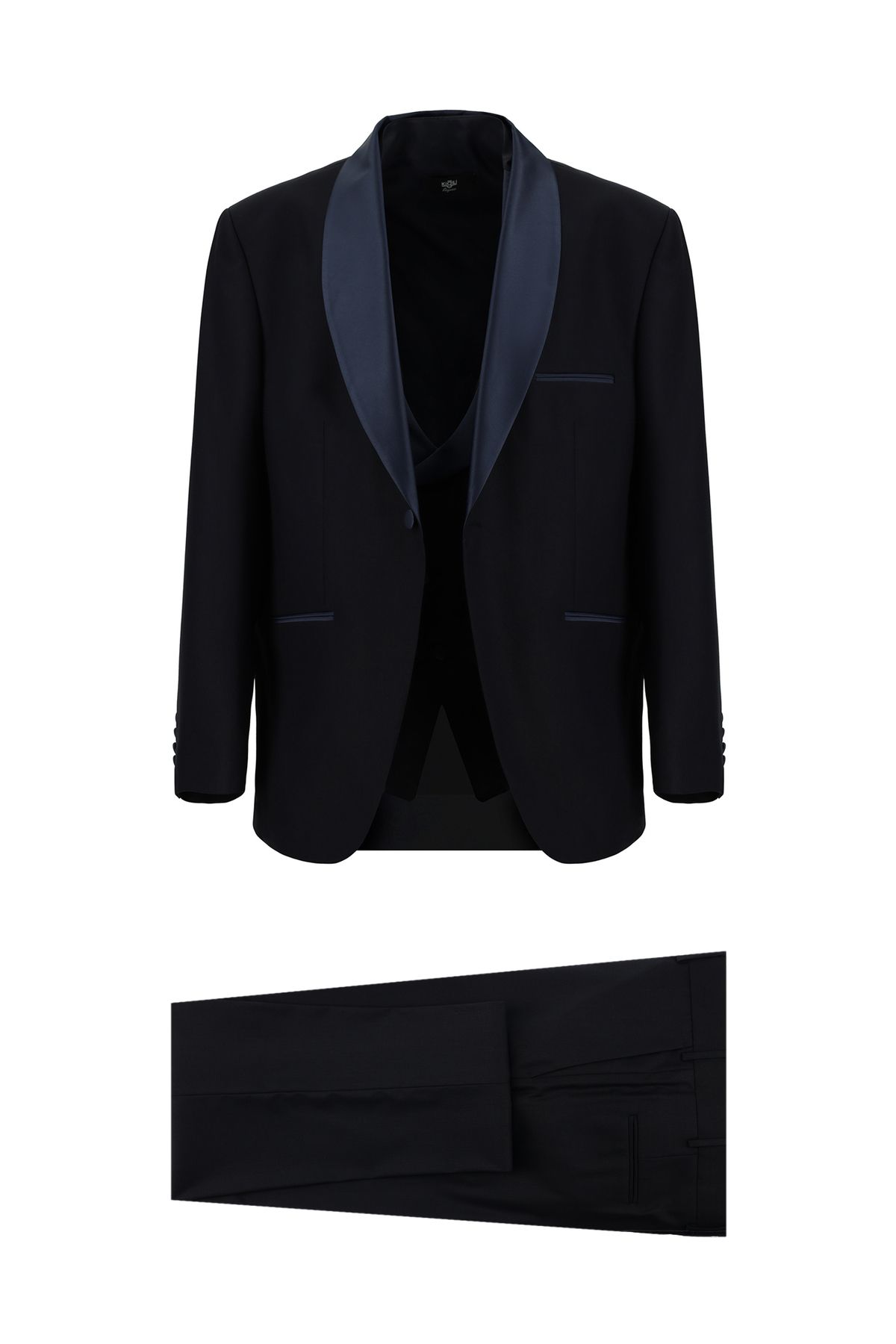Kiğılı Slim Fit Dar Kesim Şal Yaka Yelekli Smokin & Damatlık