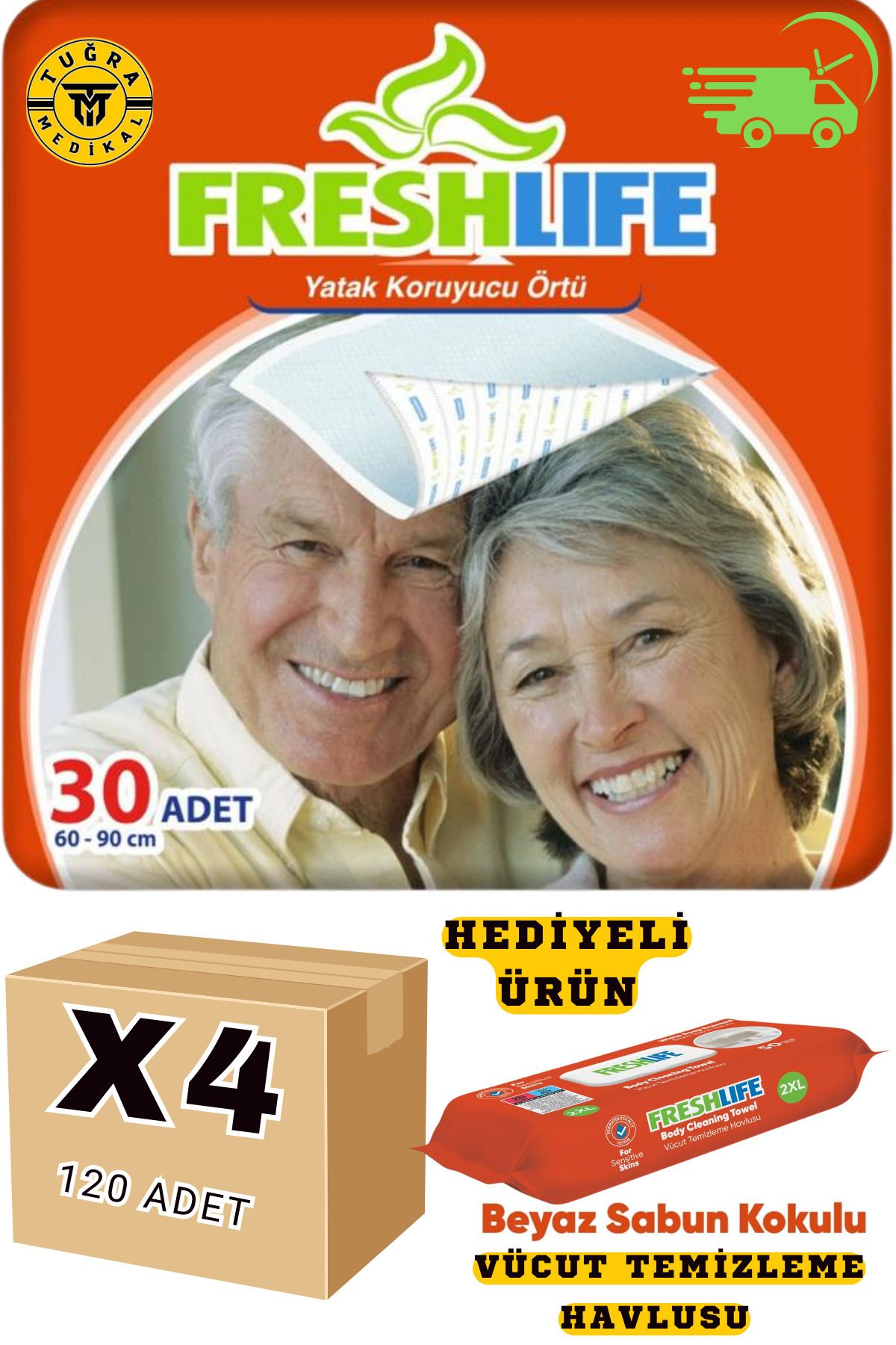 WibteX Freshlife 60x90 Çiş Pedi 4 Paket 120 Adet (HEDİYELİ)