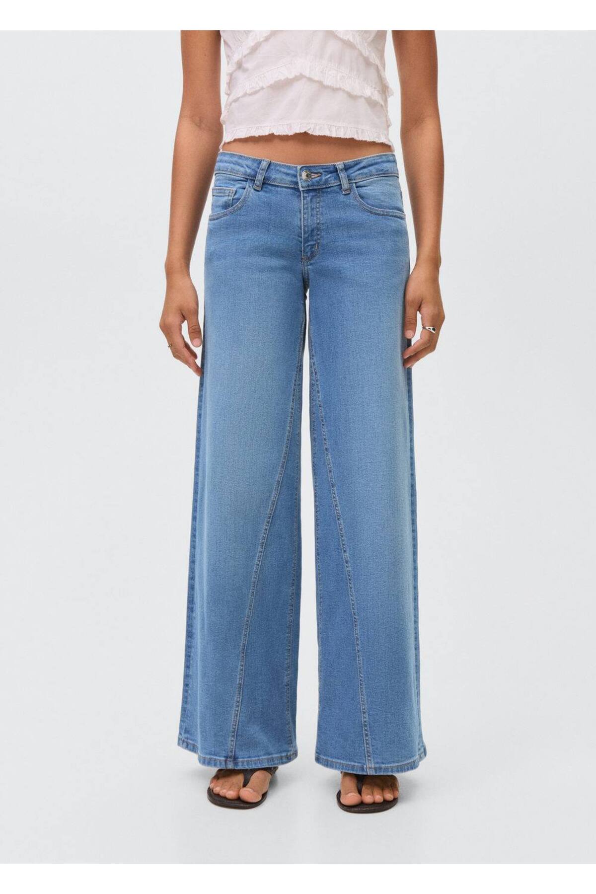 Dikiş detaylı wideleg jean