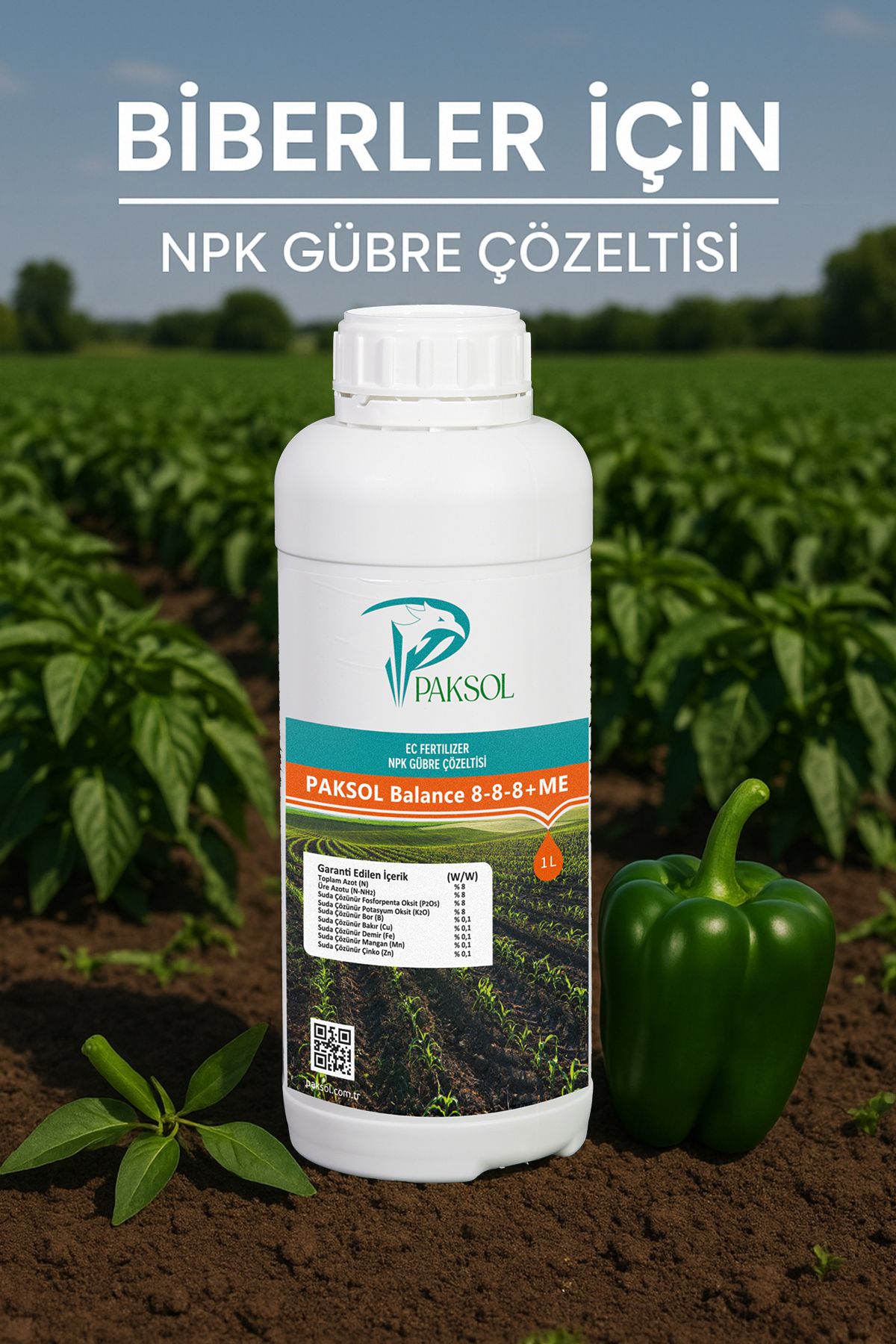 Paksol Biber İçin Azotlu Npk Organik Sıvı Gübre 1 Litre