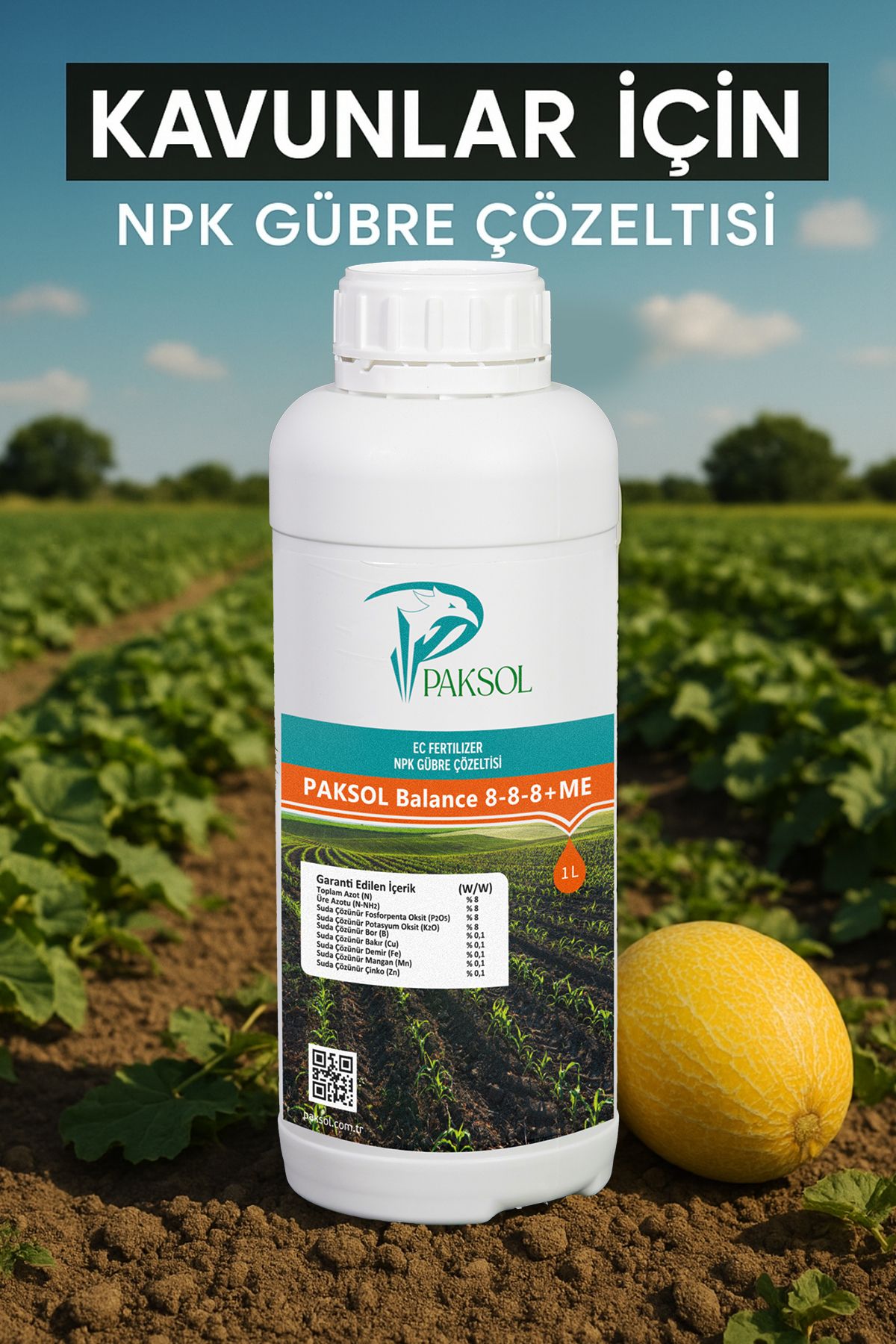 Paksol Kavun İçin Azotlu Npk Organik Sıvı Gübre 1 Litre