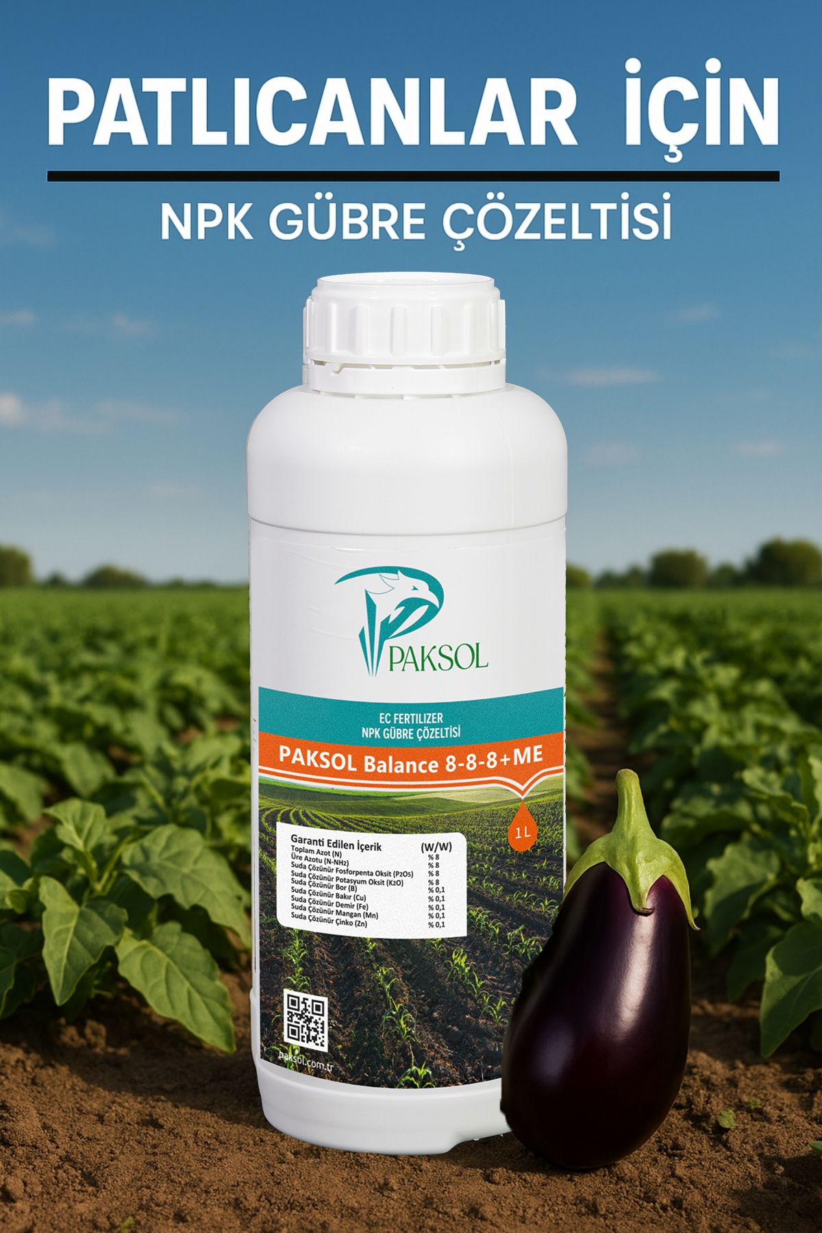 Paksol Patlıcan İçin Azotlu Npk Organik Sıvı Gübre 1 Litre