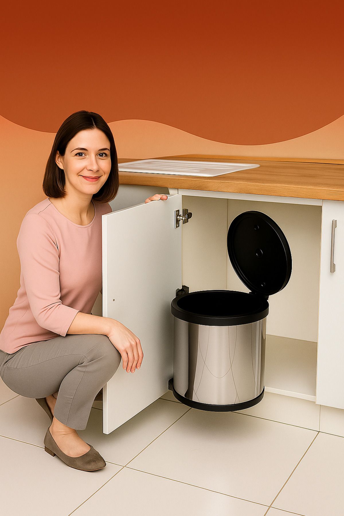 Home Dolap Içi Çöp Kovası Kapağa Monte 10 Litre Çöp Kovası Mutfak Tezgah Altı Çelik Otomatik Kapak