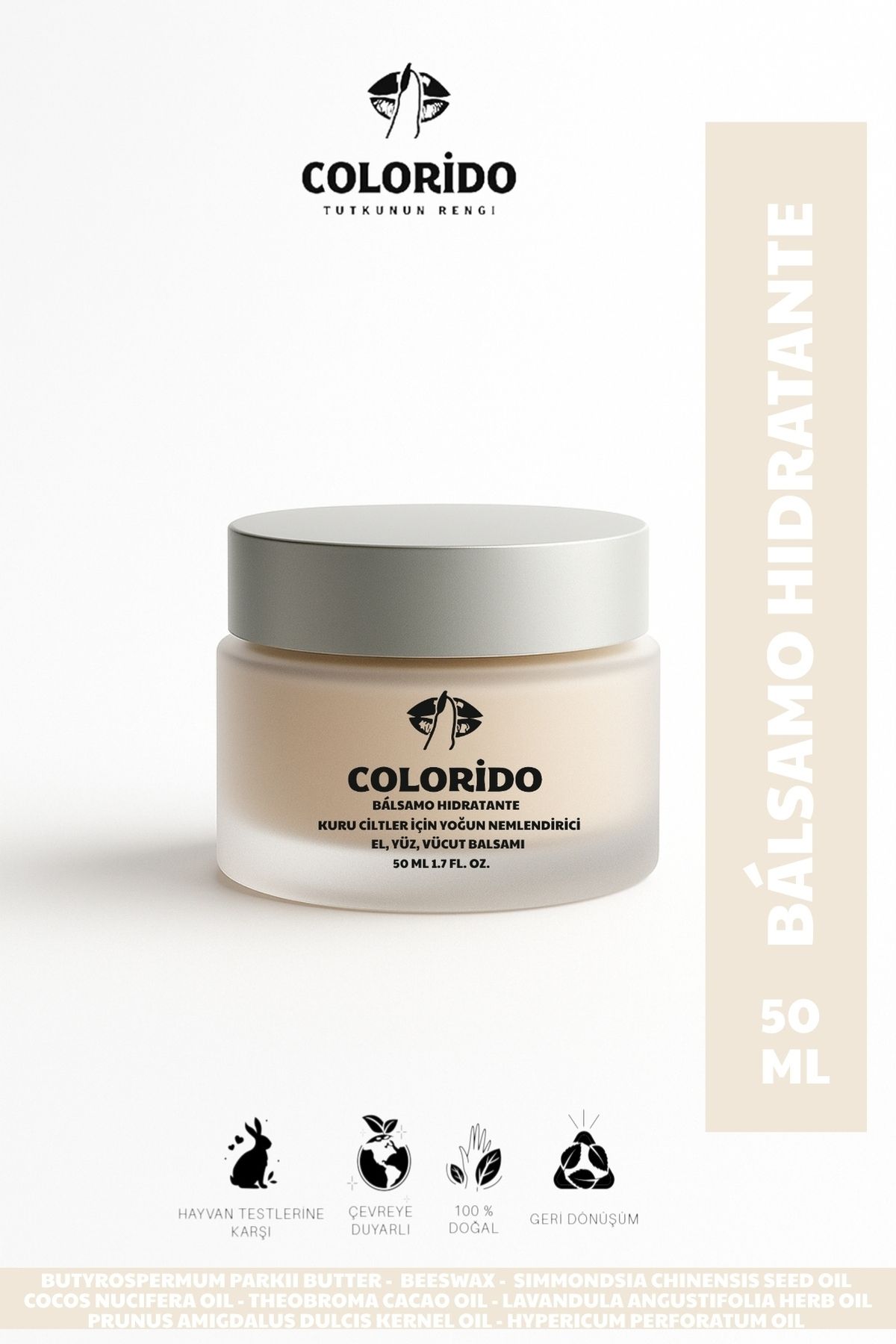 Colorido Kozmetik COLORİDO BÁLSAMO HIDRATANTE - KURU CİLTLER İÇİN YOĞUN NEMLENDİRİCİ EL, YÜZ VE VÜCUT KREMİ 50 ML