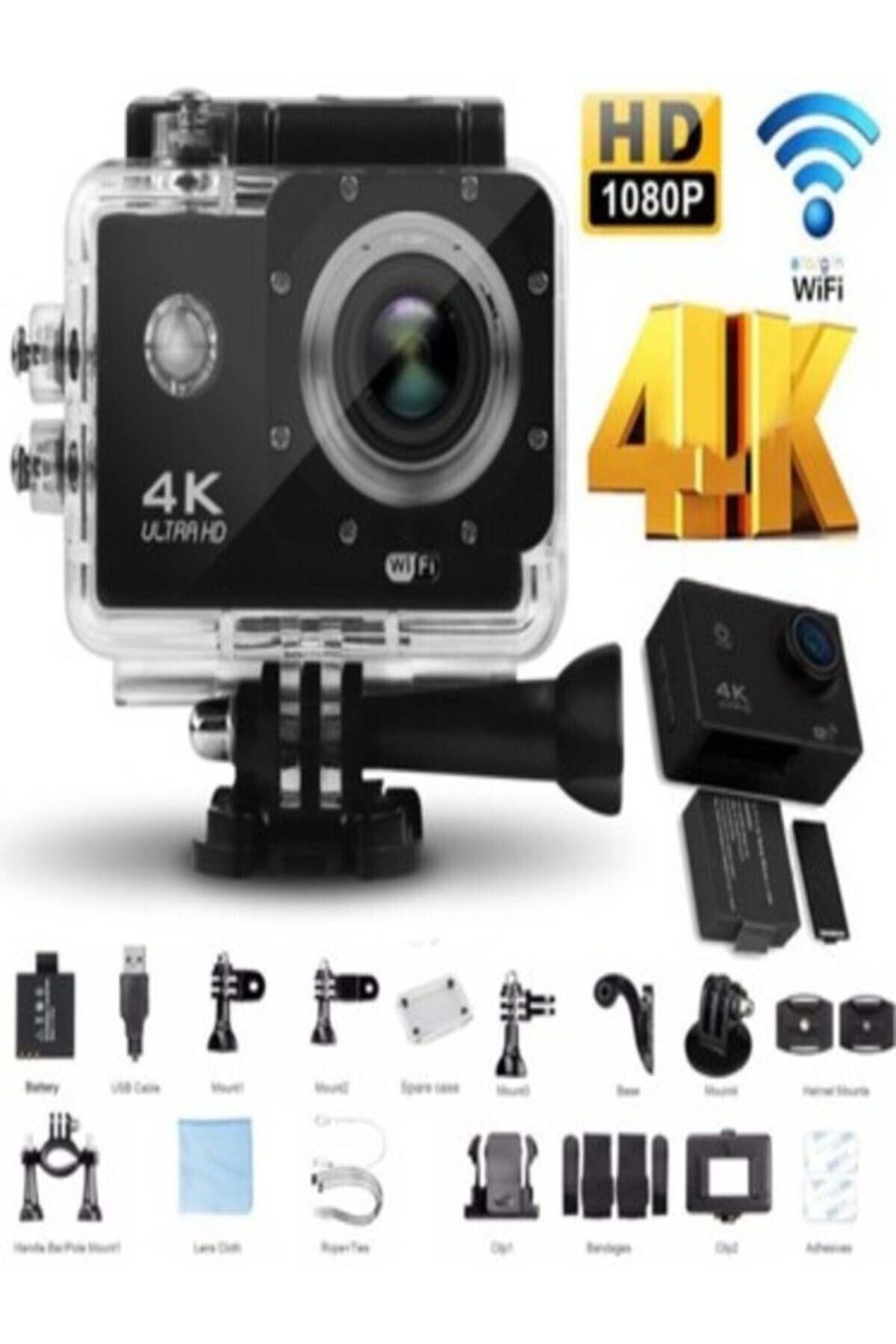 Angel Eye 4k Wifi Sports Ultra Hd Su Geçirmez Aksiyon Kamerası Ks-503 Göğüs Bandı Hediyeli