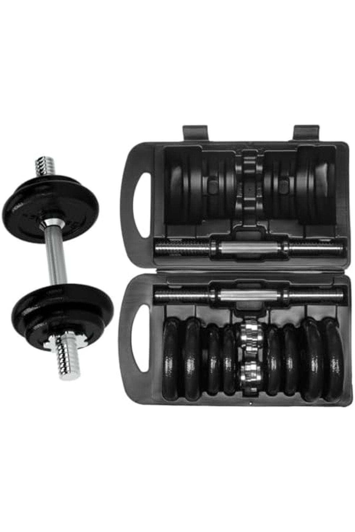 BUNCA-20kg Adjustable Iron Dumbbell Set - Workout Weights for Beginners and Professionals with Long Bar and Safety Locks 4