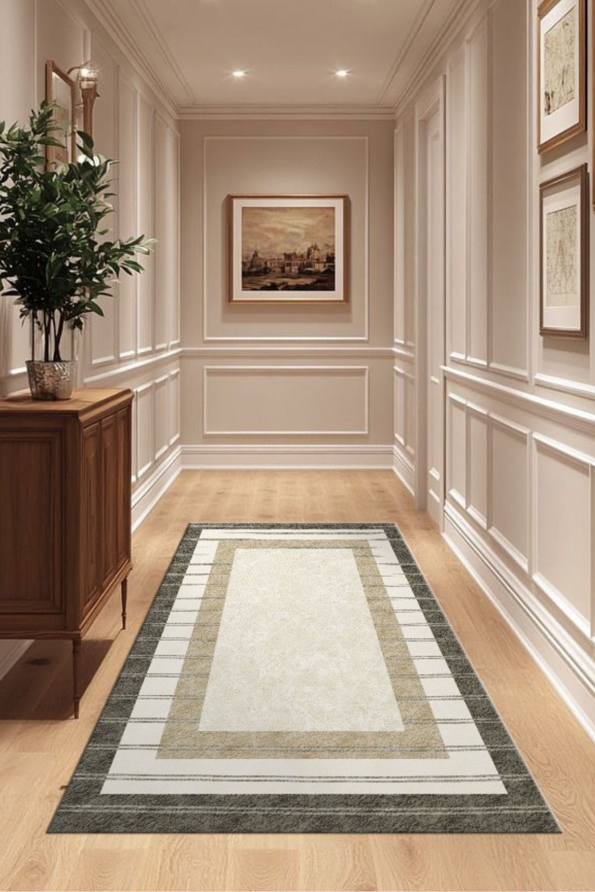 DERAS HOME Dijital Baskı Yıkanabilir Kaymaz Taban Yolluk