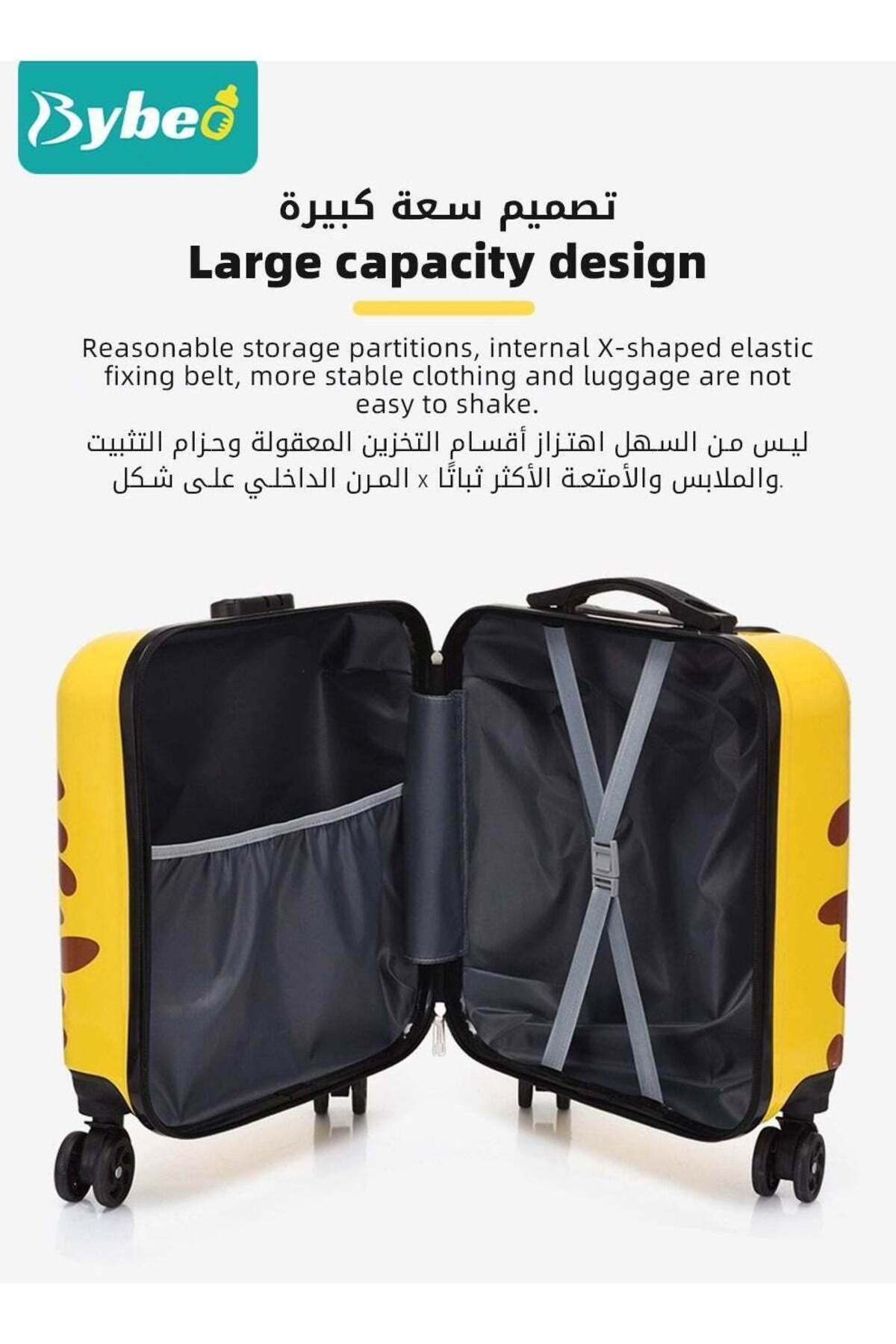 BYBEO-Kids 3D Cartoon Rolling Luggage - Child Travel Trolley Bag, Travel Suitcase with Wheels, Hardside, P 4