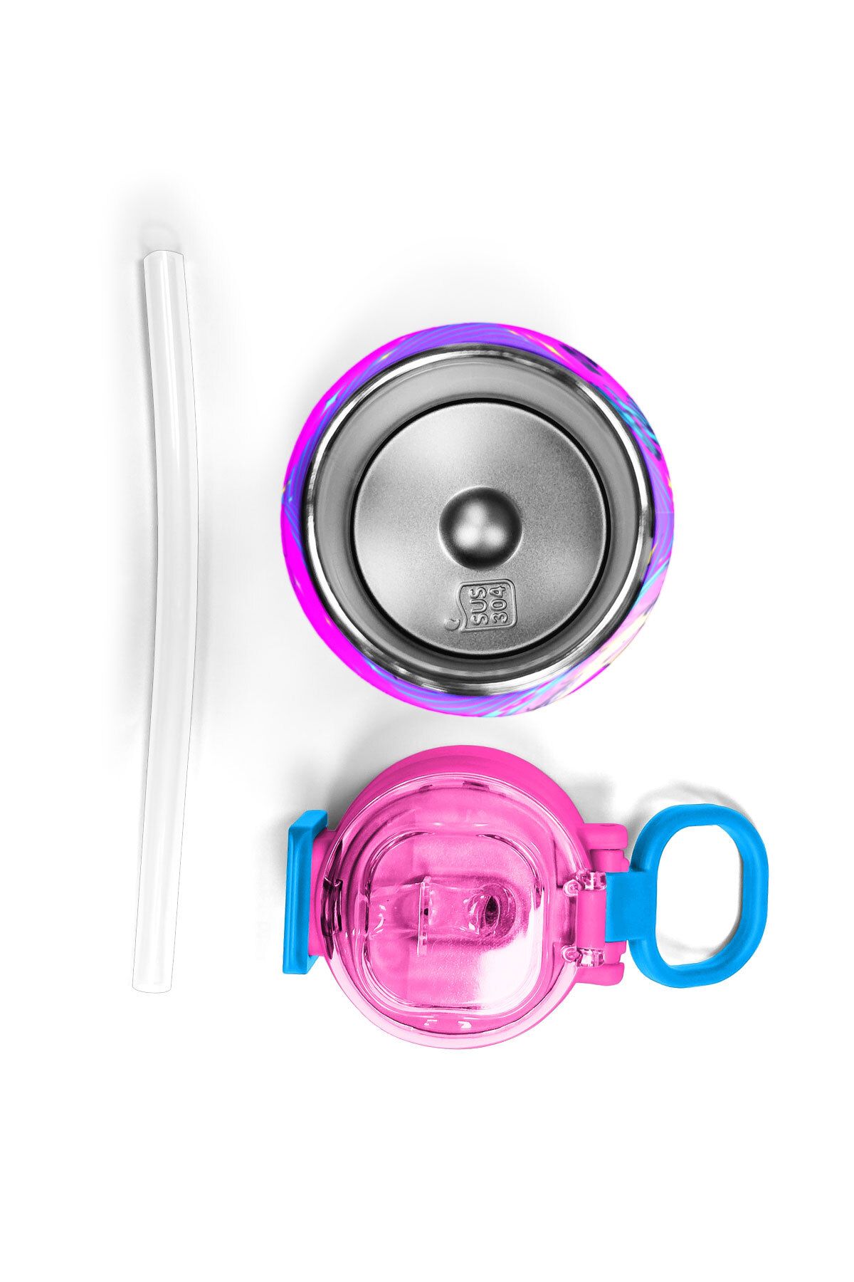 Coral High-Kids Purple Pink Blue K-Poppatterned Steel Thermos with Straw and Direct Drinking 500 ml 31831 7