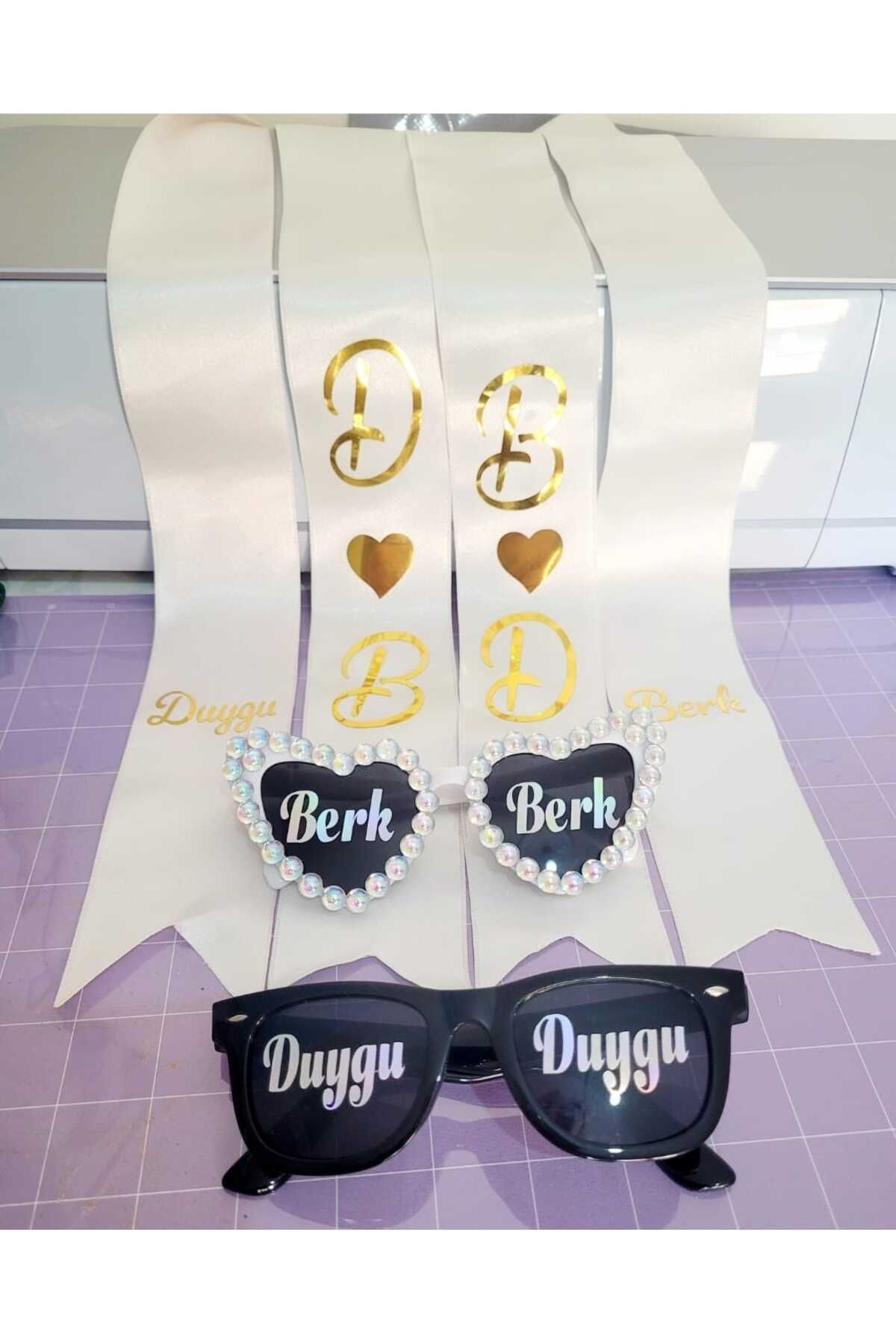 desingbydidem İSİMLİ GELİN DAMAT TAKI KURDELESİ VE GELİN DAMAT GÖZLÜK SETİ,TAKI KURDELESİ, İSİMLİ TAKI KURDELASI