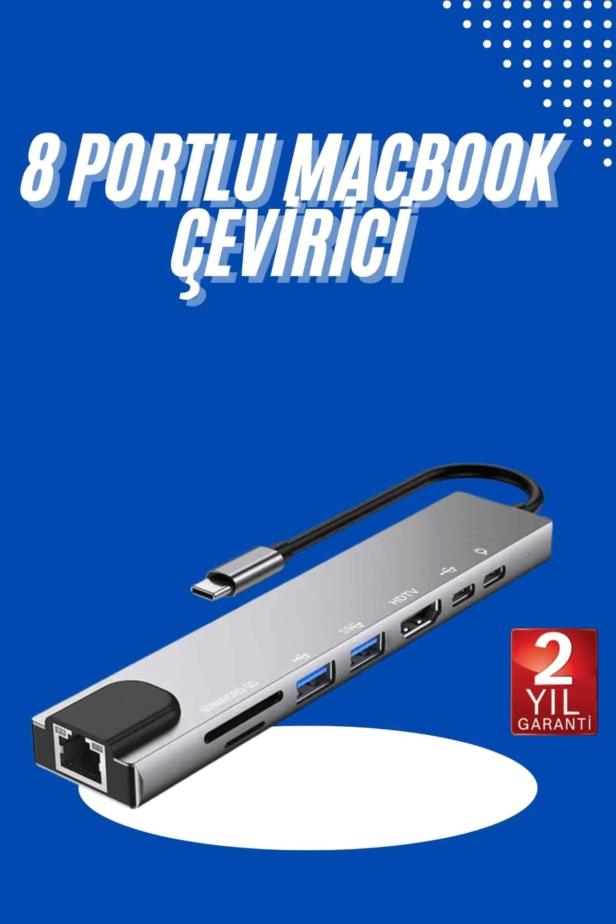 Heez Usb Type-c Hub Dönüştürücü Çevirici Çoklayıcı Macbook Çevirici 8 Portlu