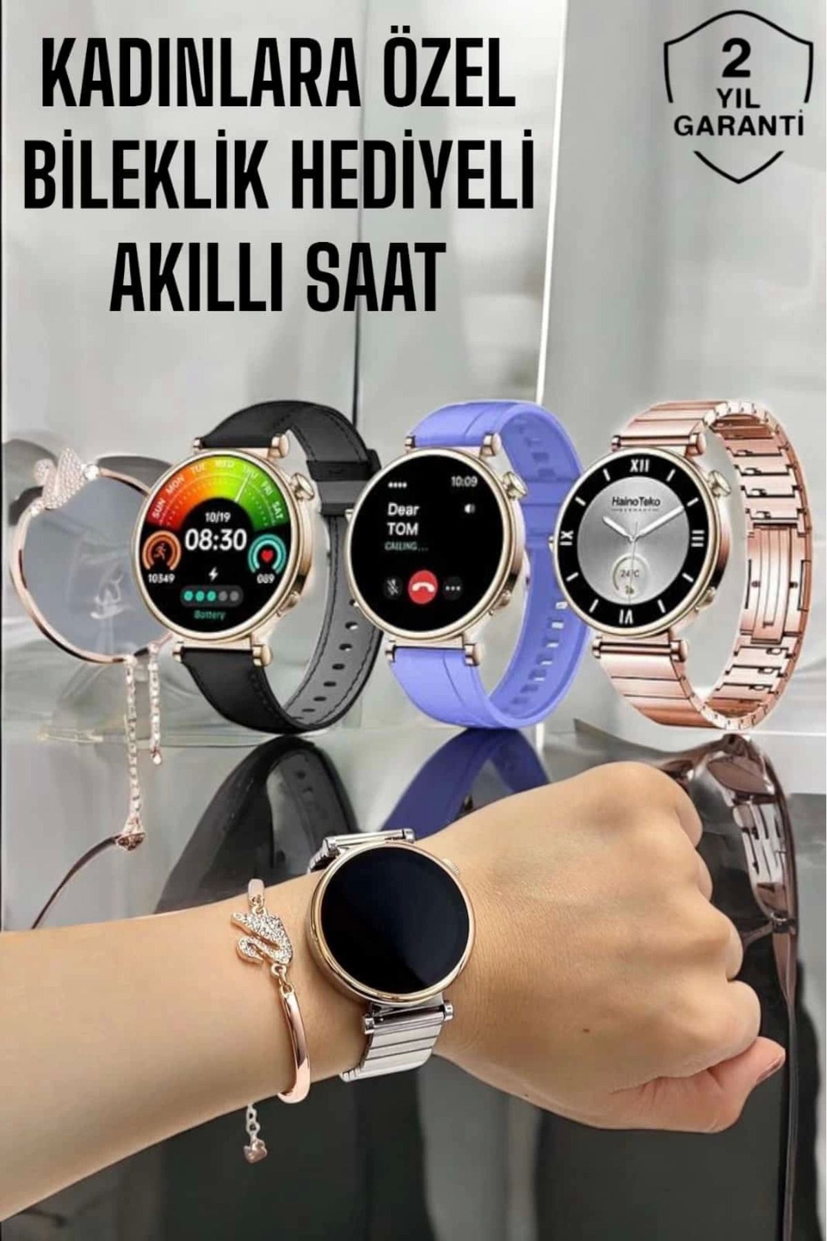 MELFSHOP Akıllı Saat Kadınlara Özel Arama Cevaplayan Bluetooth Bağlantılı