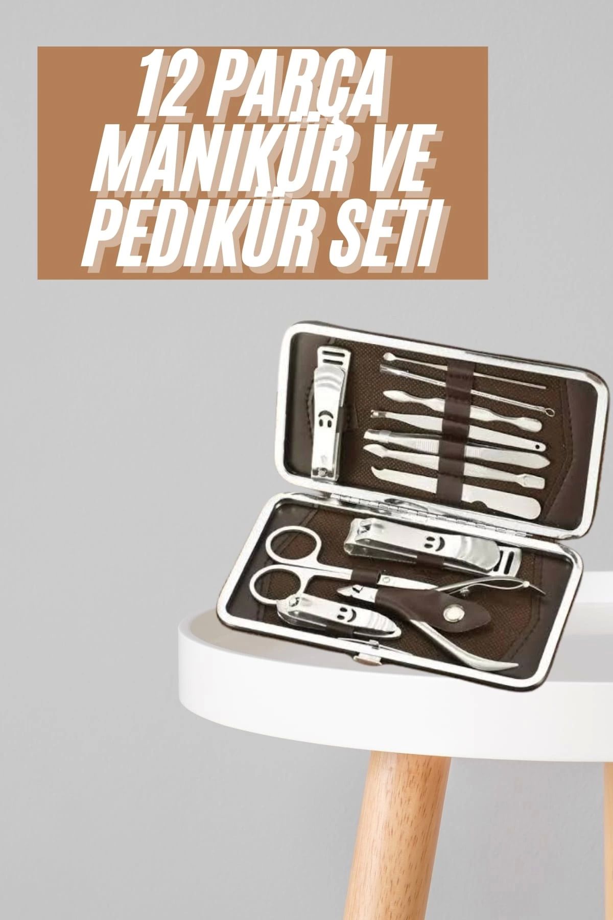 Heez Tırnak Bakım Seti Tırnak Düzeltme Batık 12 Parça Çanta Tipi Manikür Pedikür