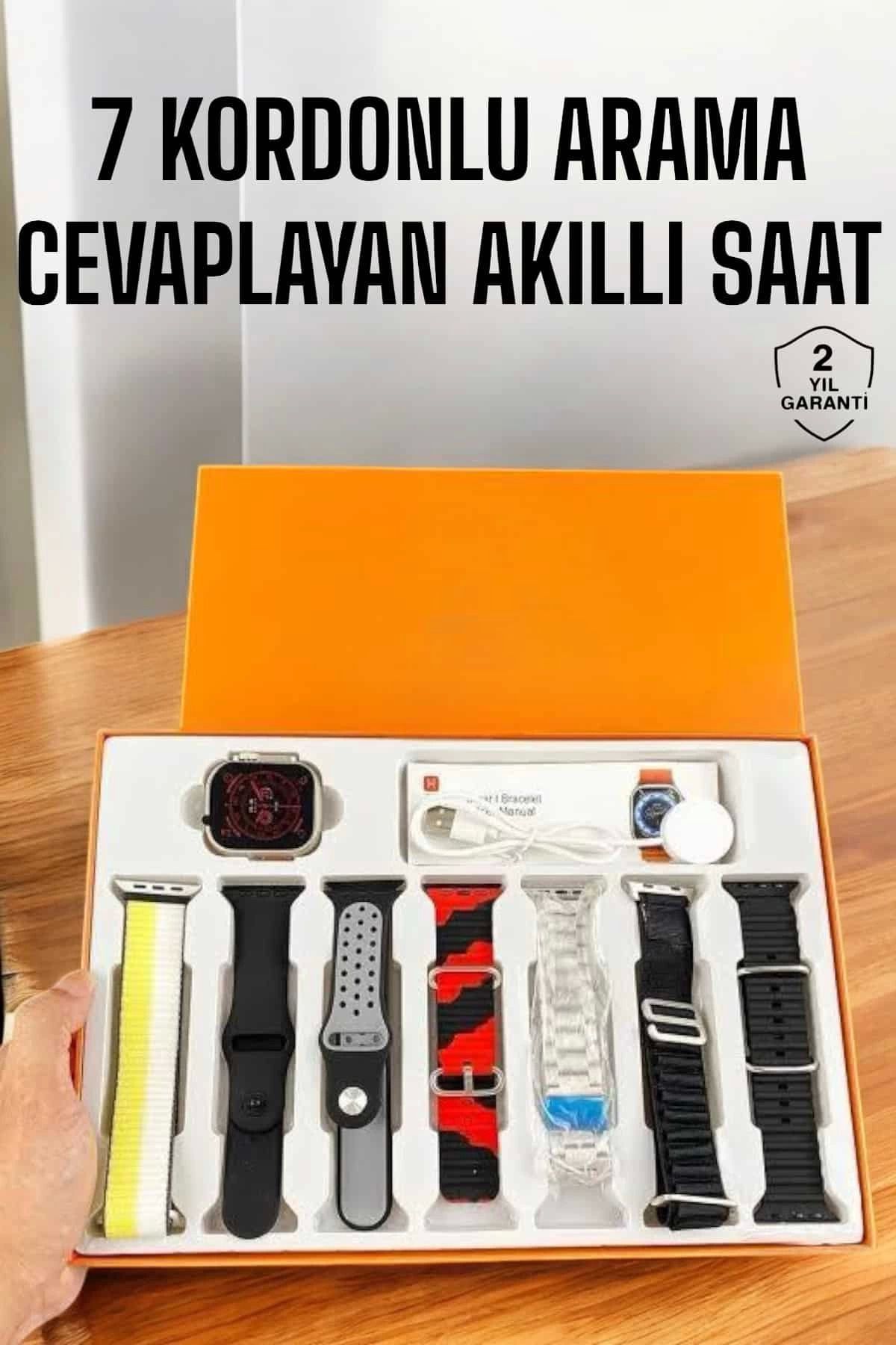 MELFSHOP Akıllı Saat 7 Kordonlu Bildirim Görebilen Metal Kordon GPS Özelliği