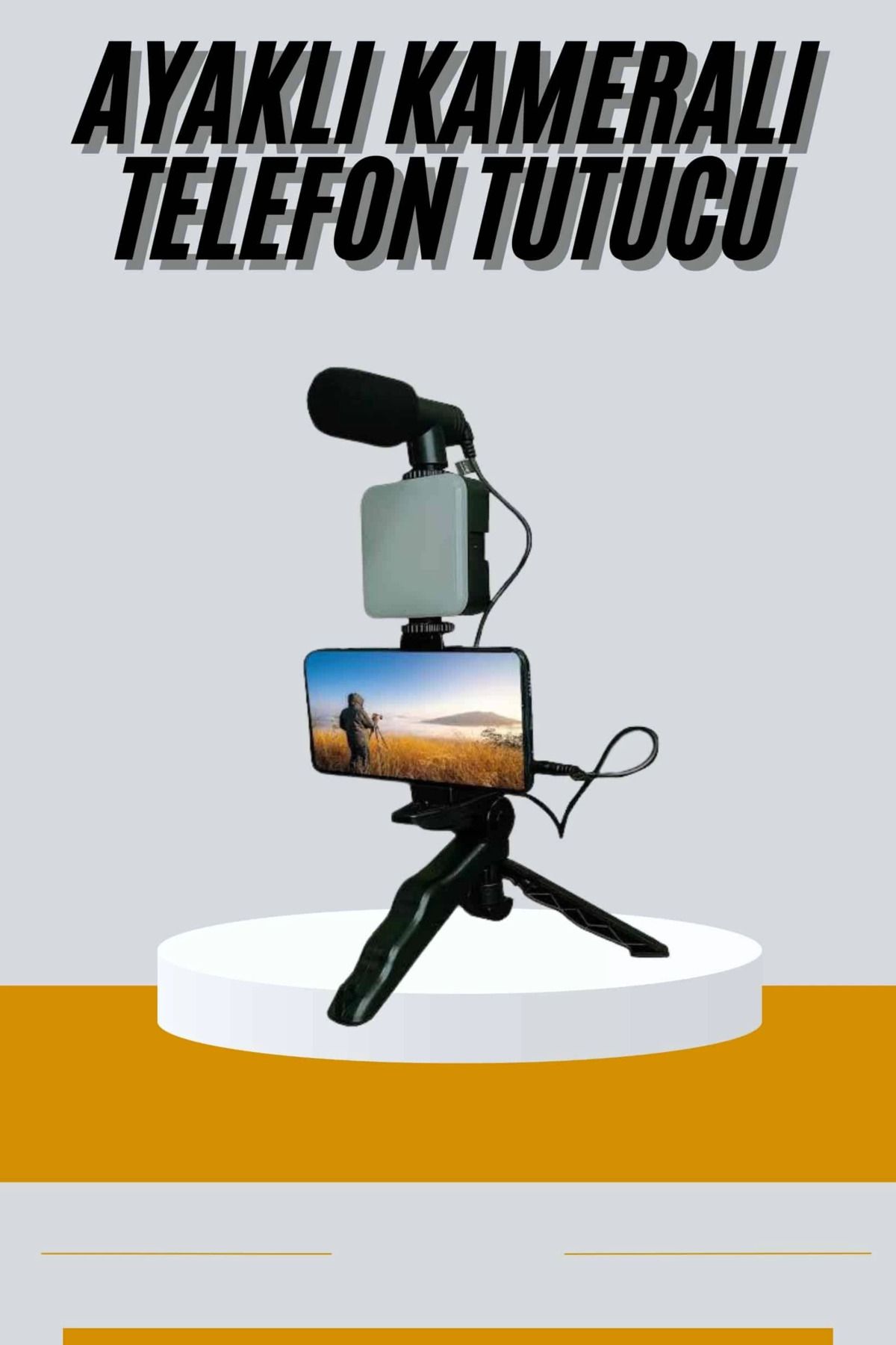 Heez Tripod Telefon Tutucu Kumandalı Mikrofon Led Işık Vlog Video Kayıt