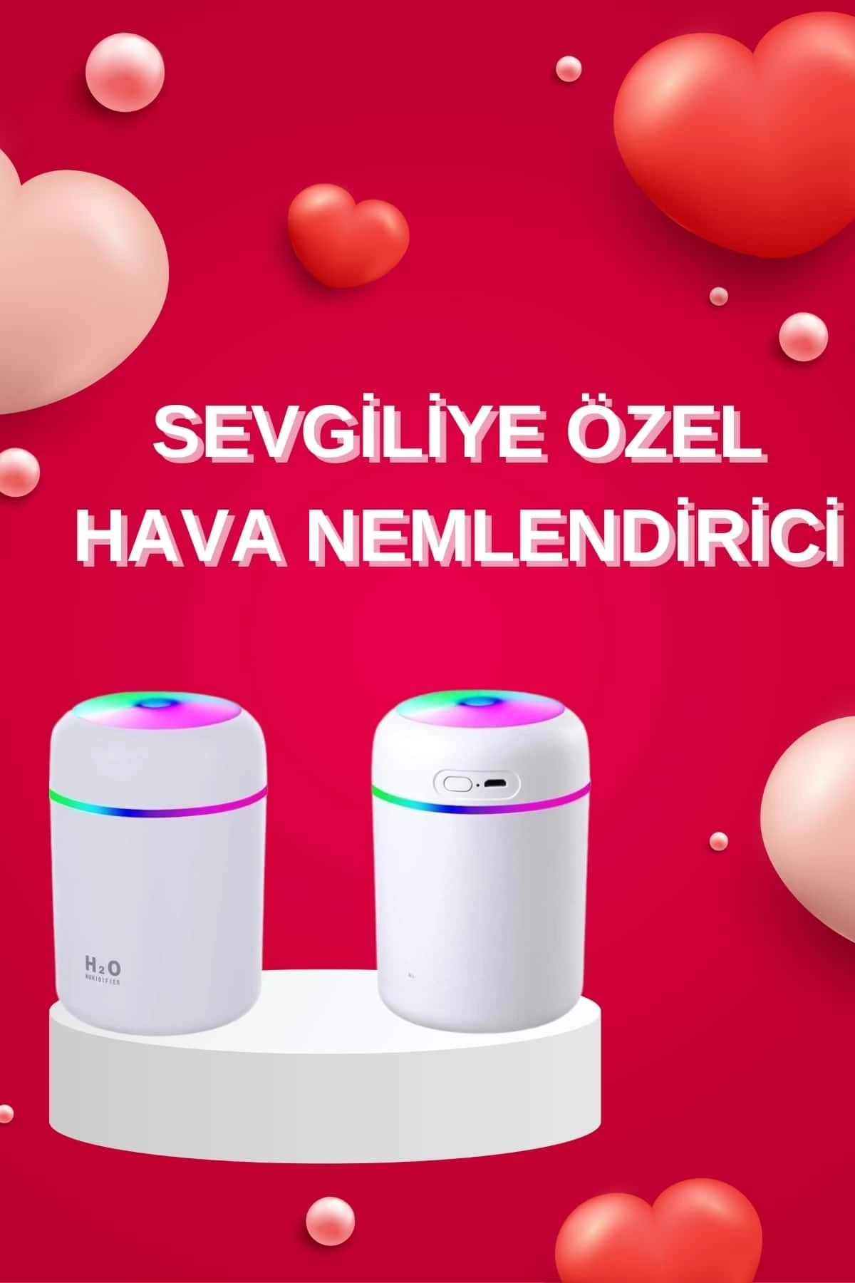 MELFSHOP Sevgiliye Hediye Led Işıklı Hava Nemlendirici USB Şarjlı Sevgiliye Özel