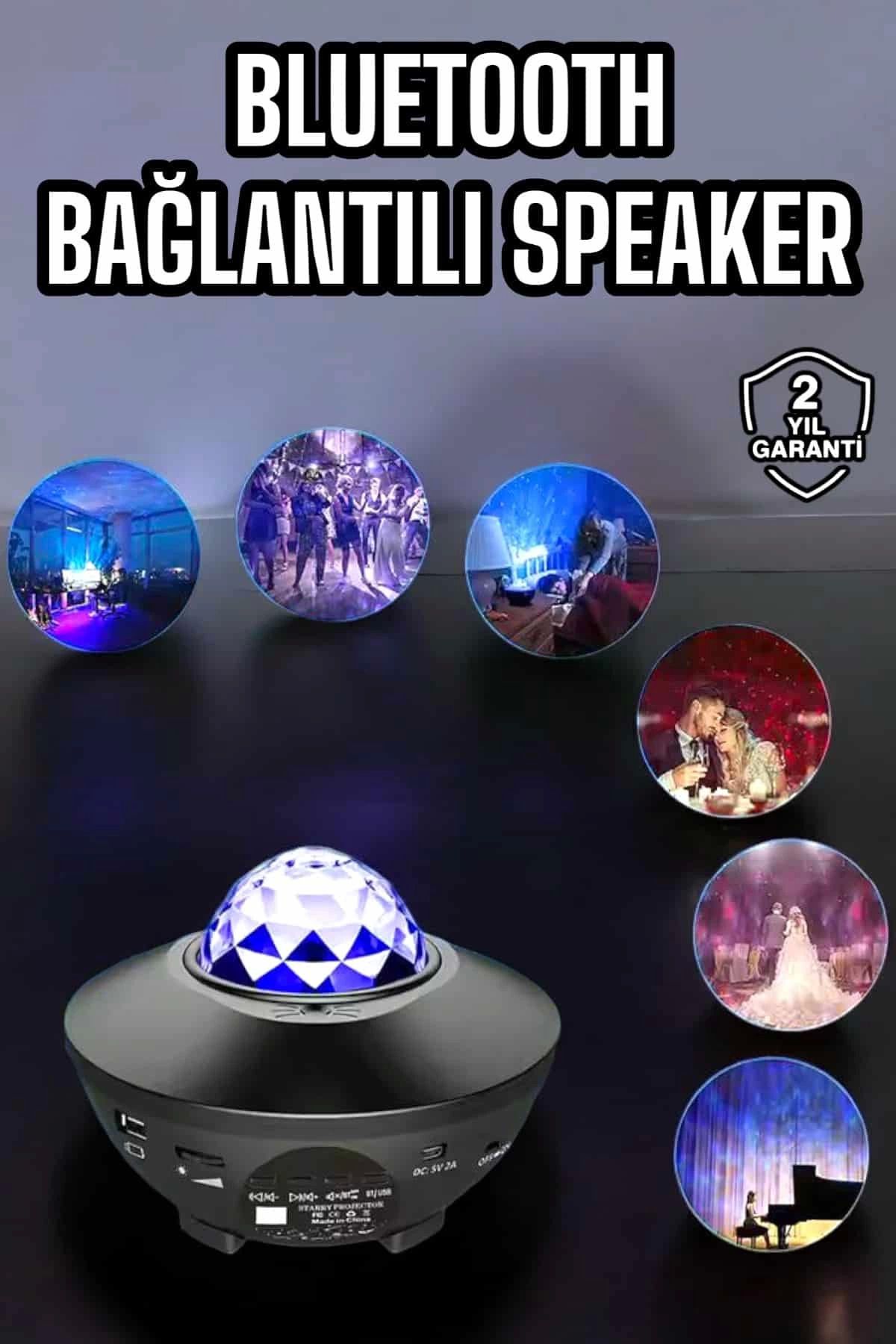 hayalimsah Çocuklara Özel Şarjlı Bluetooth Hoparlör Parti Led Lambası Yıldızlı Projeksiyon