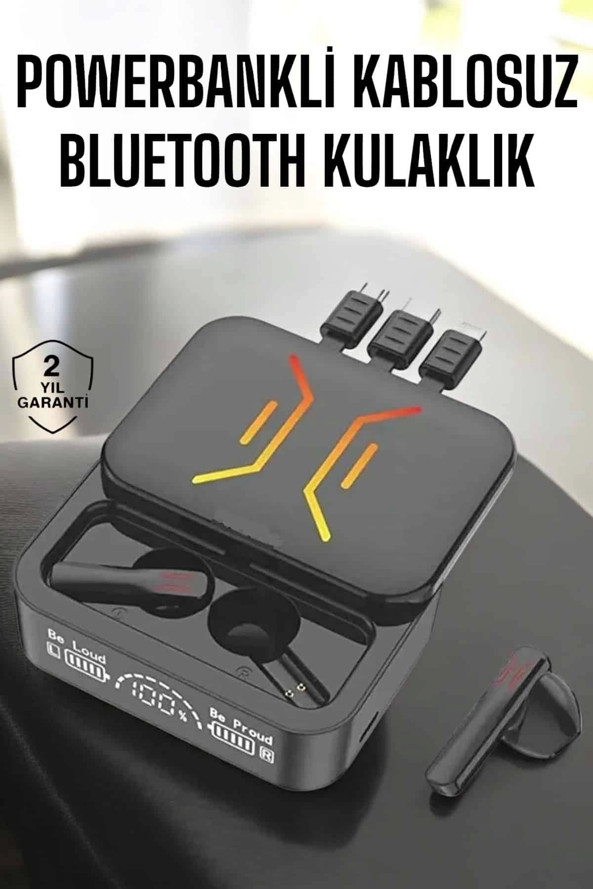MELFSHOP Kablosuz Bluetooth Kulaklık Powerbankli Uzun Pil Ömrü Yüksek Ses Kaliteli