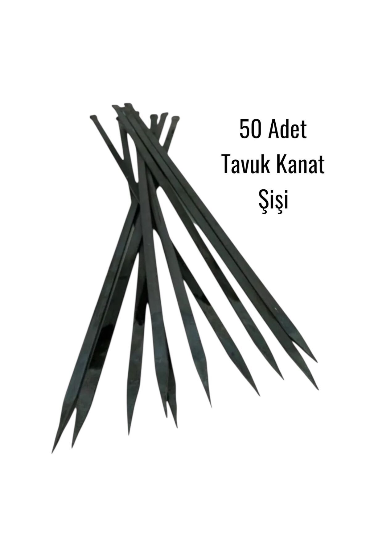YILMAZNARGİLE Tavuk Kanat Şişi 50 Adet- Yassı Silme Demir - Galvanizsiz –Boy 60cm–En 7mm-Kalınlık 2mm,Piliç Şişi