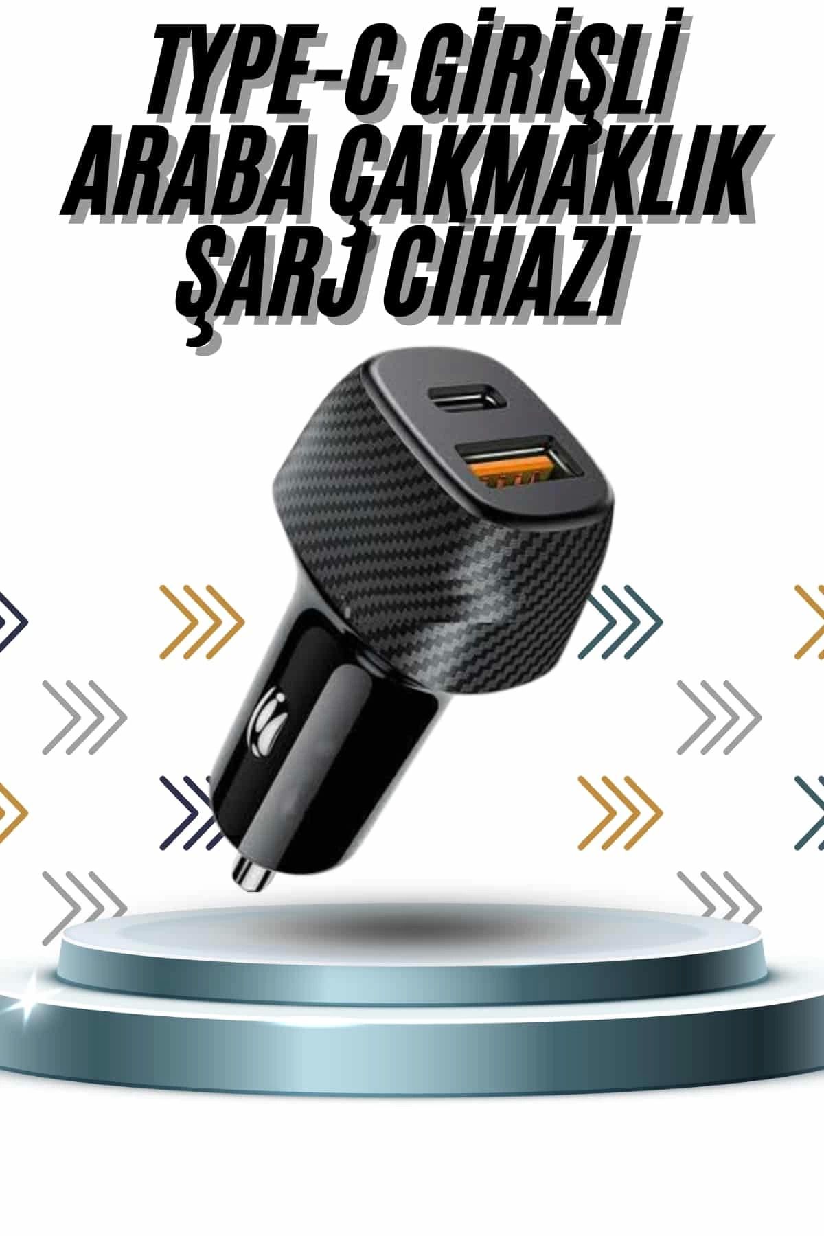 Heez Hızlı Oto Şarj Cihazı 38W Çift Girişli HIzlı Şarj Oto Çakmaklık Type-C