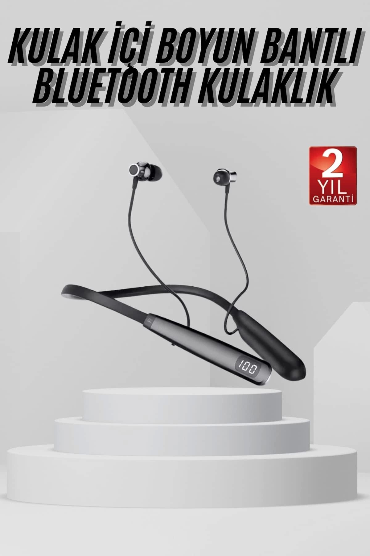 MELFSHOP Boyun Askılı 100 Saat Kablosuz Kulaklık Göstergeli Bluetooth Kulaklık