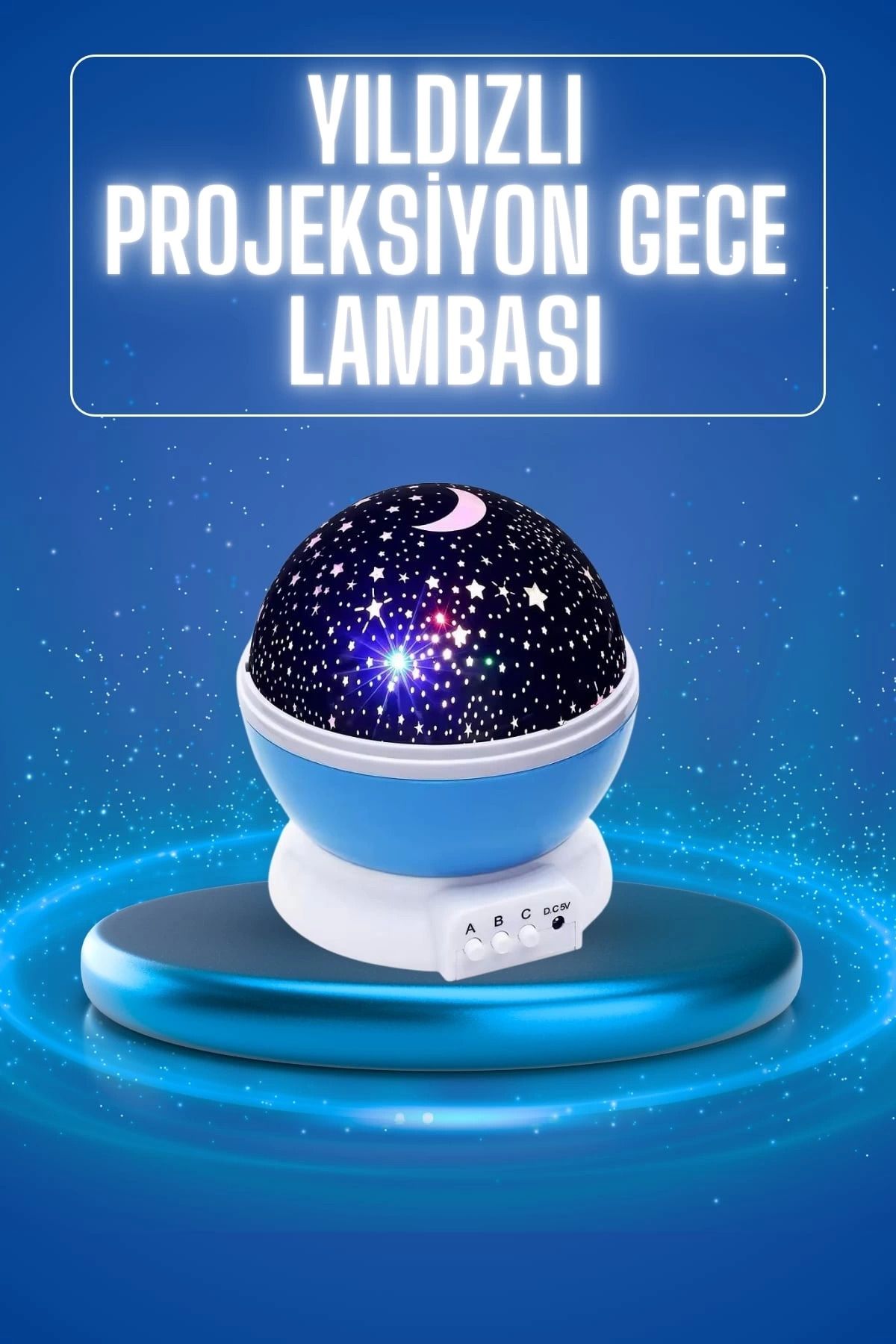 Heez Yıldızlı Gece Lambası Mor Projeksiyon Görünümlü Masa Lambası Renk Değiştirebilen