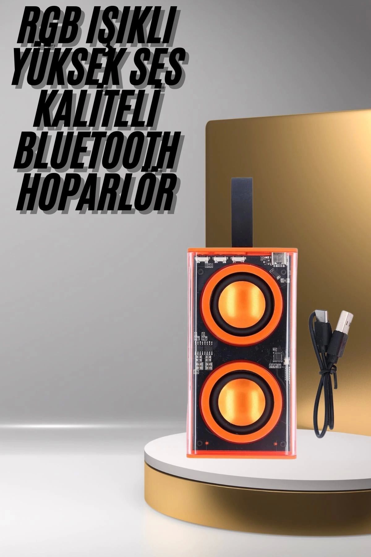 hayalimsah Şeffaf Taşınabilir Bluetooth Hoparlör Uzun Ömürlü Çift Hoparlörlü