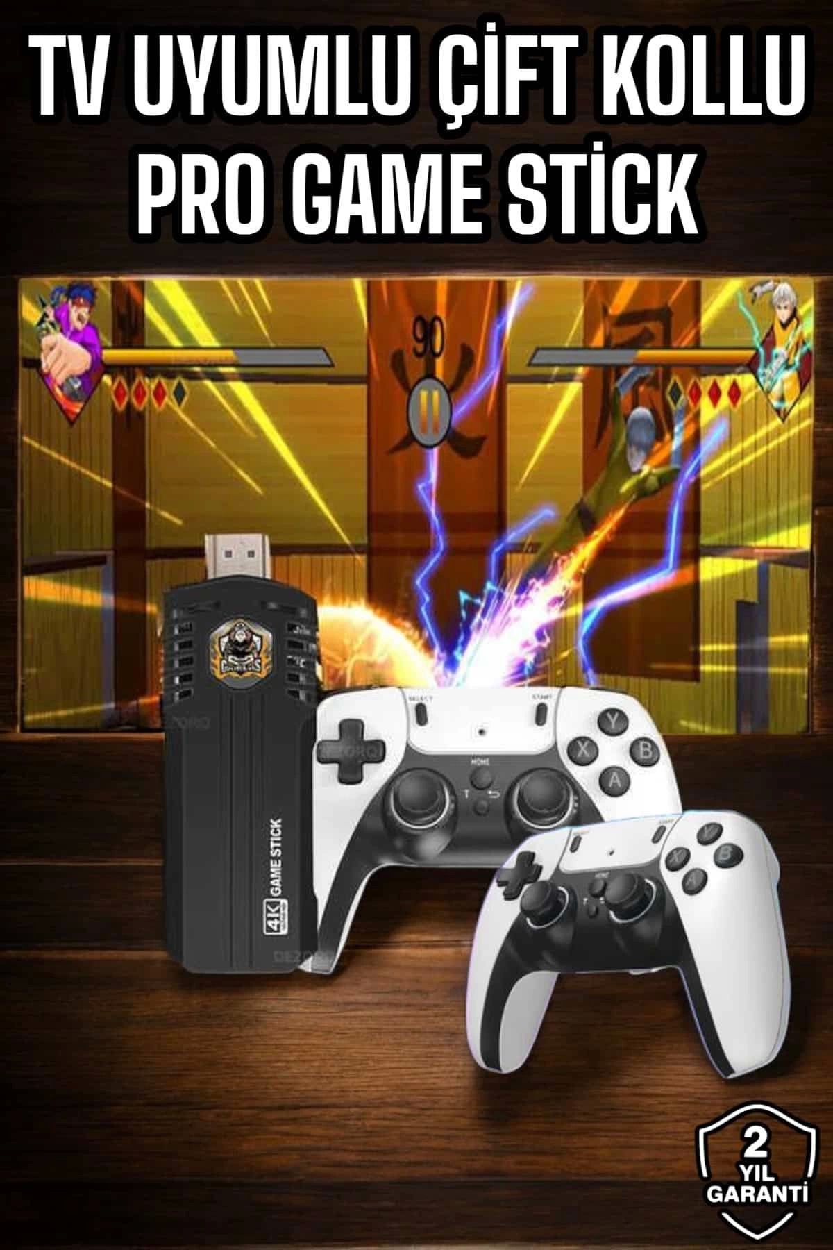 MELFSHOP 8K Android TV Gme Stick Video Oyun Konsolu Aile Retro 35000 Oyunlu Çift Kollu