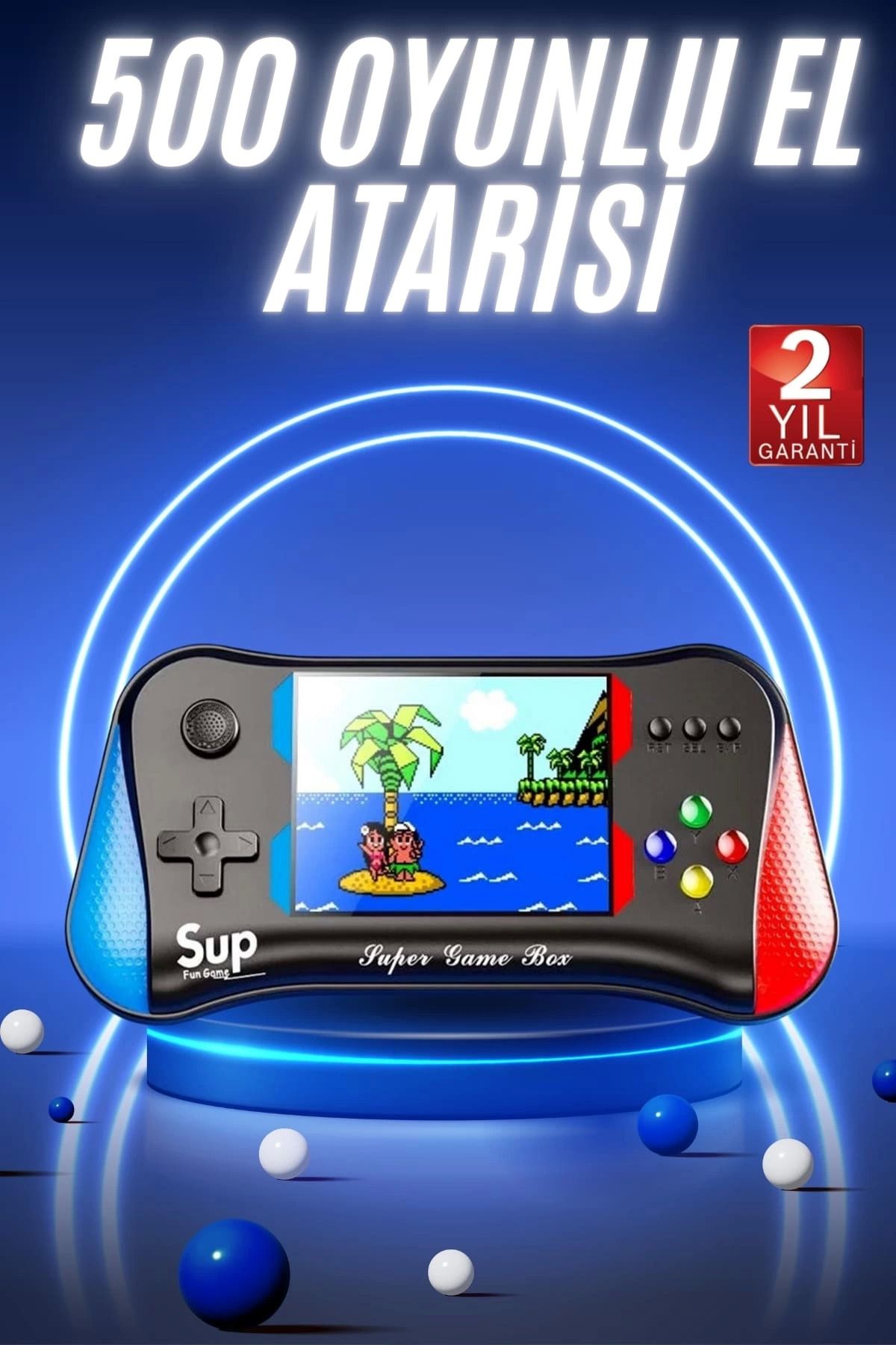 ÖYKÜ VE YİĞİT 500 Oyunlu Retro Sup Konsolu Taşınabilir Mini Gamepad 3,5 İnç Ekran