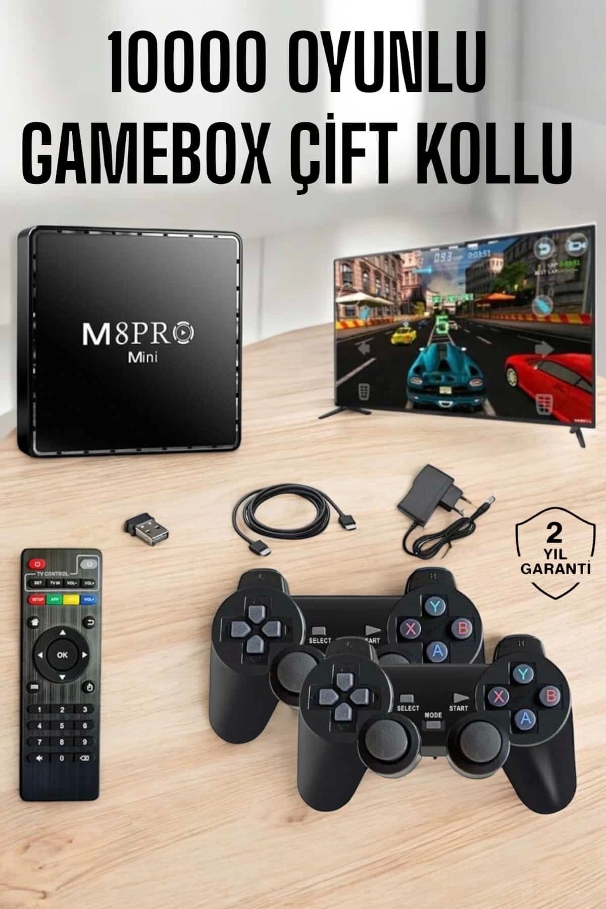 ÖYKÜ VE YİĞİT TV Box Çift Oyun Kollu 10000 Oyunlu Atari