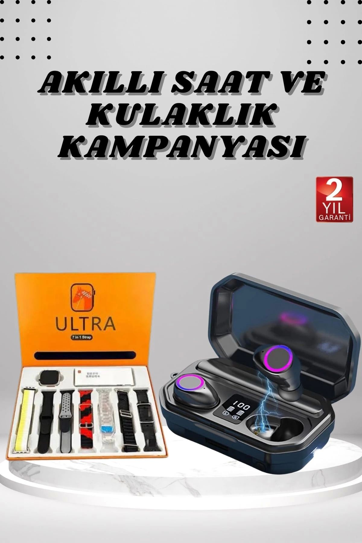 MELFSHOP Yeni Nesil Akıllı Saat ve Bluetooth Kulaklık Kampanyası Dijital Göstergeli Powerbankli