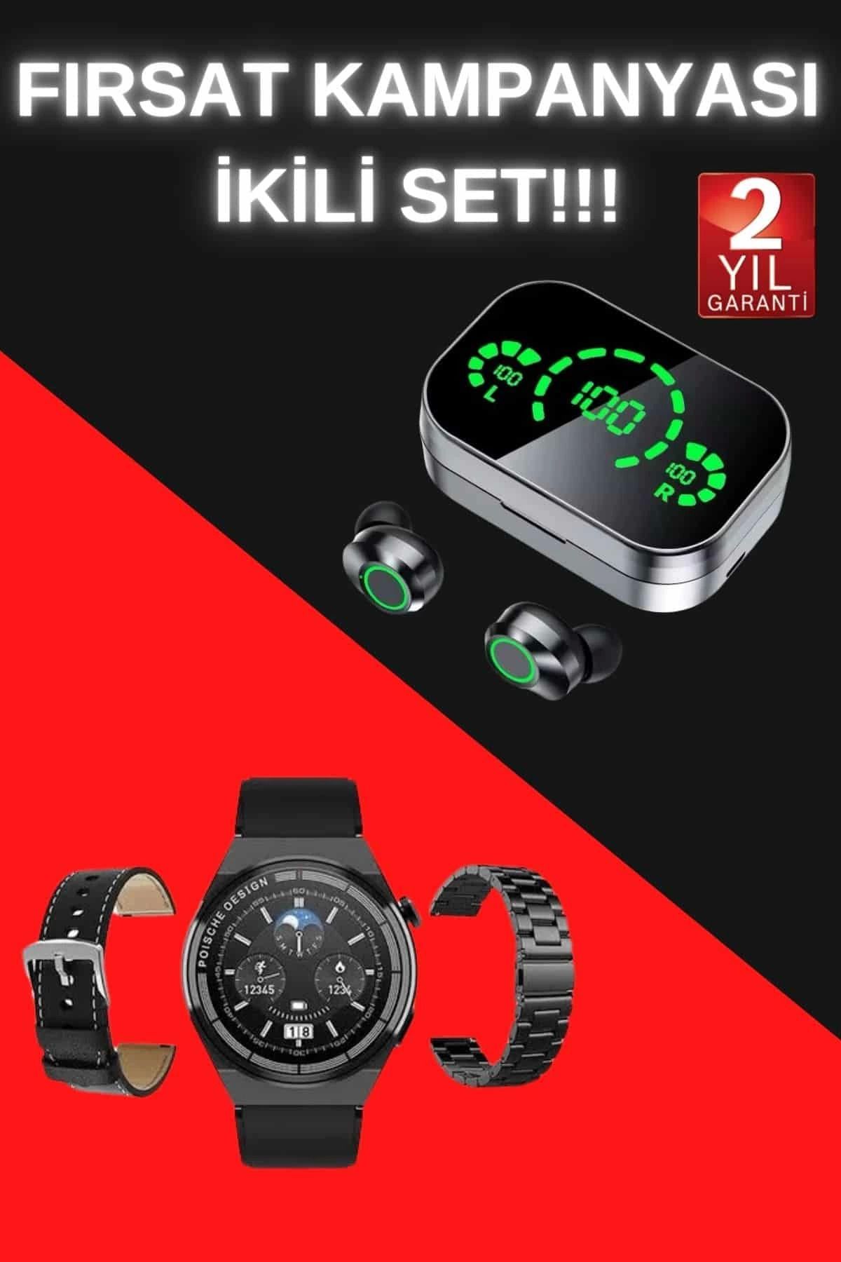 MELFSHOP TWS Bluetooth Kulaklık ve Akıllı Saat Uyku Takibi Nabız Ölçer Uzun Pil Ömrü