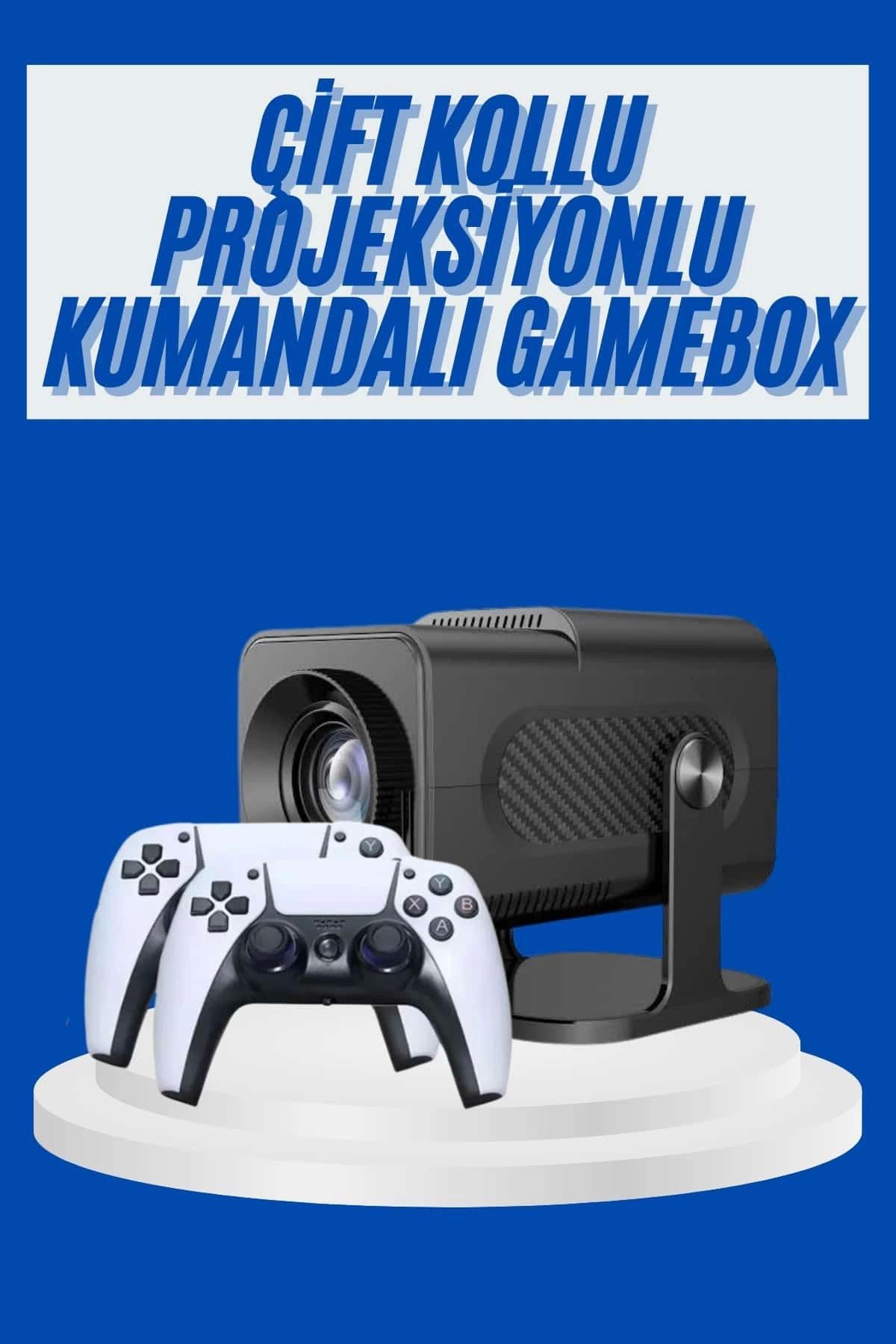 Heez 4K Android Smart Wi-fi Çift Kollu Projeksiyon Game Box Kumandalı Taşınabilir