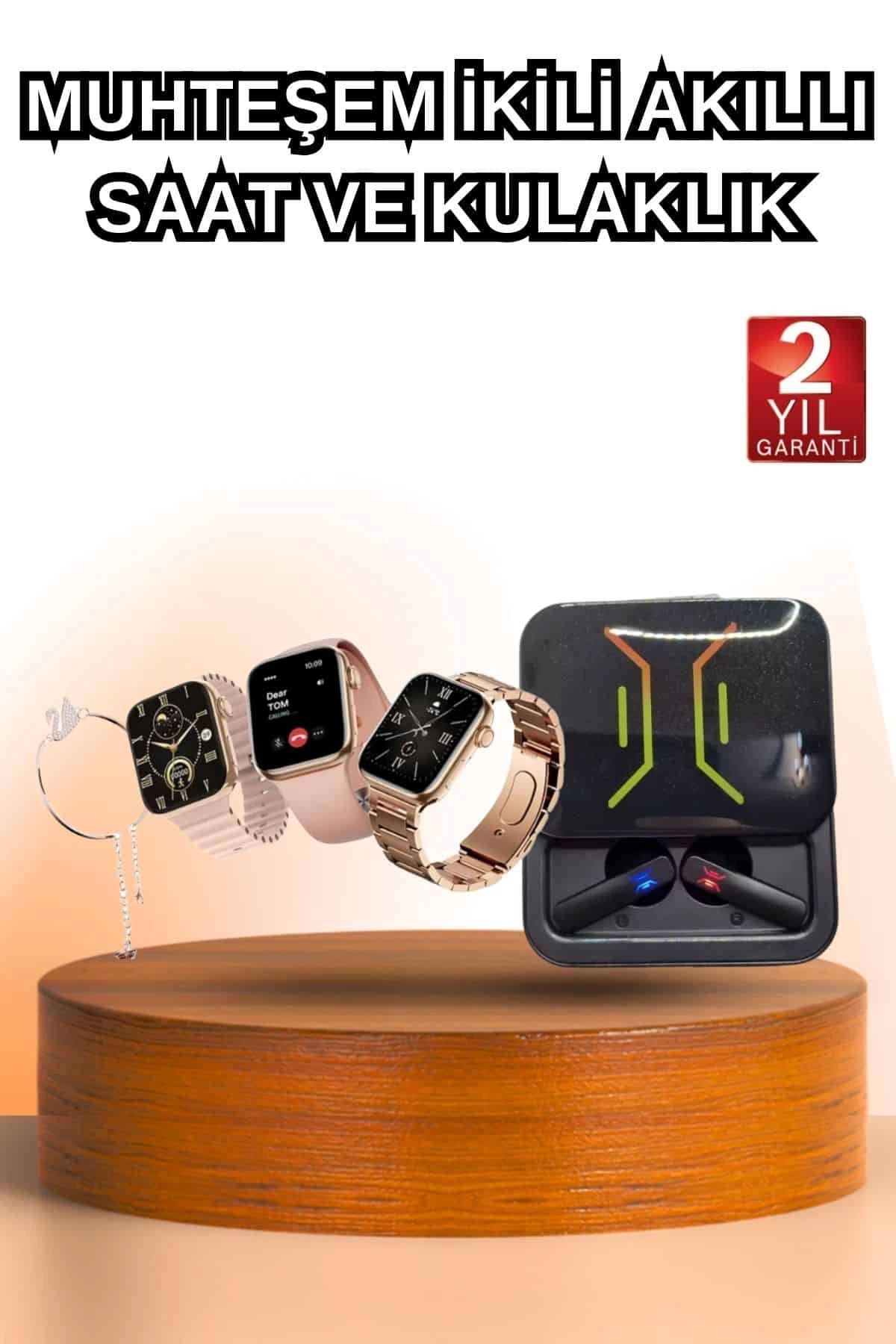 MELFSHOP Wireless Şarjlı Akıllı Saat ve Dijital Göstergeli Kablosuz Bluetooth Kulaklık Nabız Ölçer