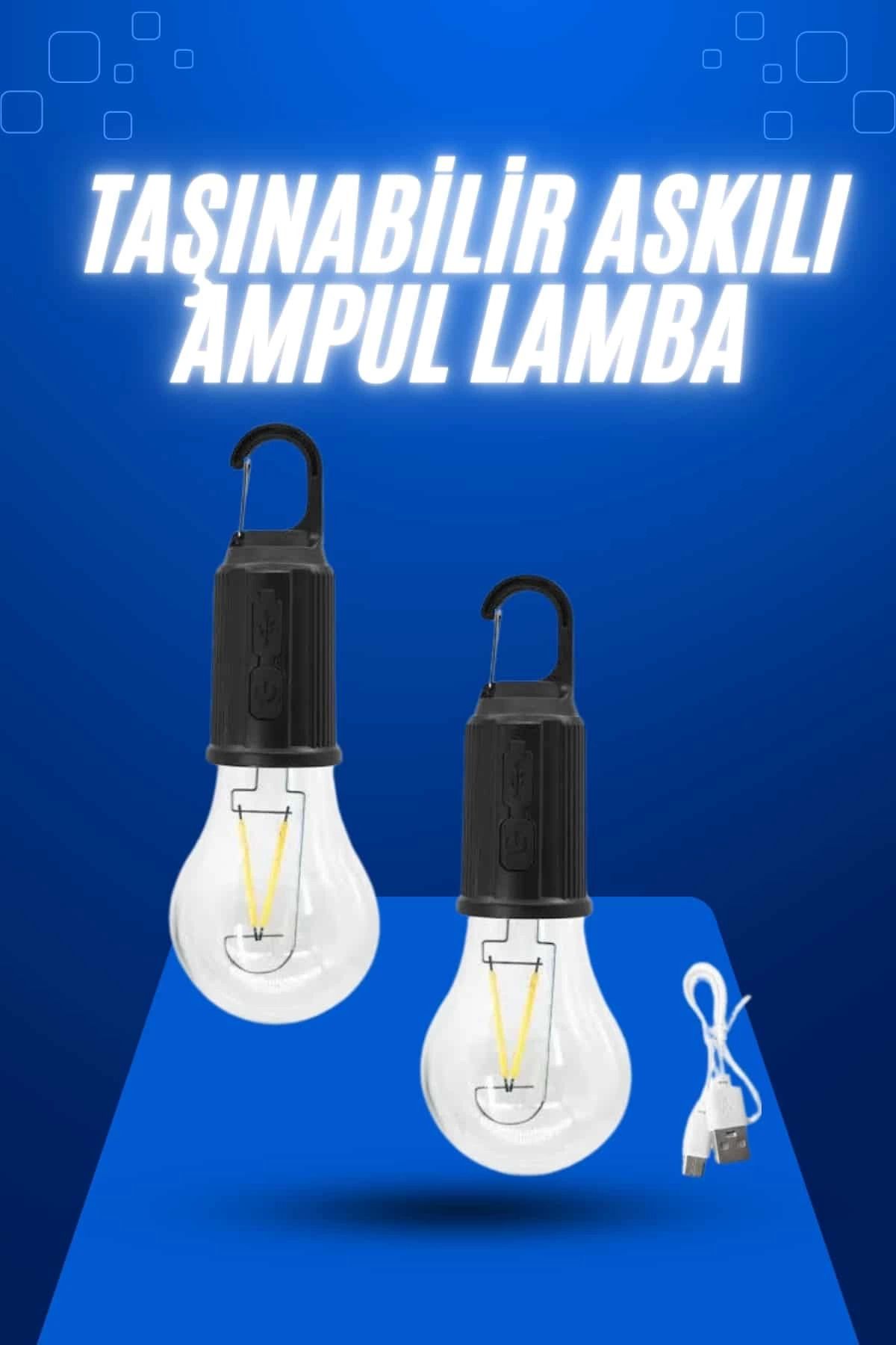 Heez Askılı Kırılmaz Led Işık Kamp Bahçe Lambası Taşınabilir Led Ampul Şarjlı