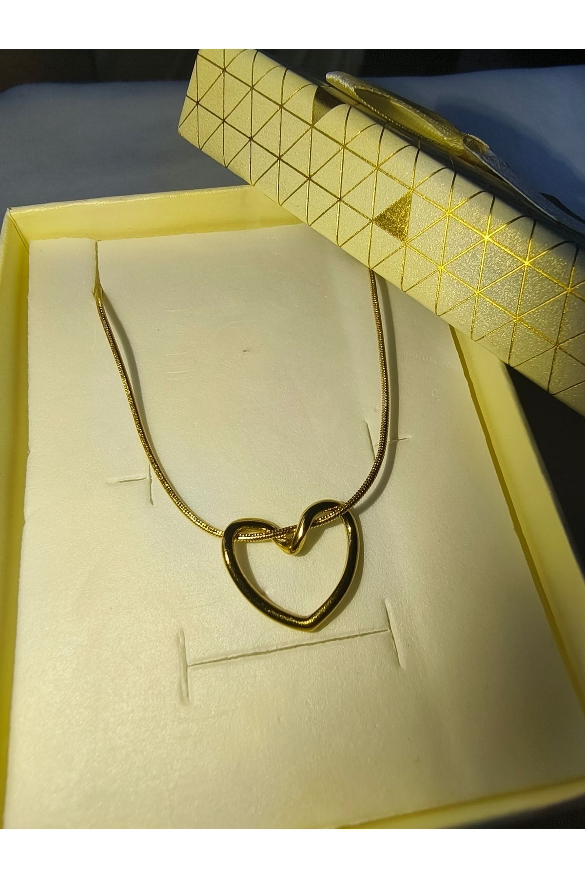 Lina Takı Gold Düğüm kalp Kolye