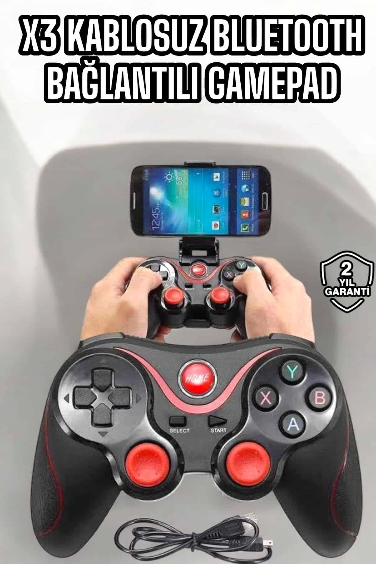 MELFSHOP Game Stick Android Uyumlu Gamepad X3 Standlı Oyun Kolu Bluetooth Bağlantılı