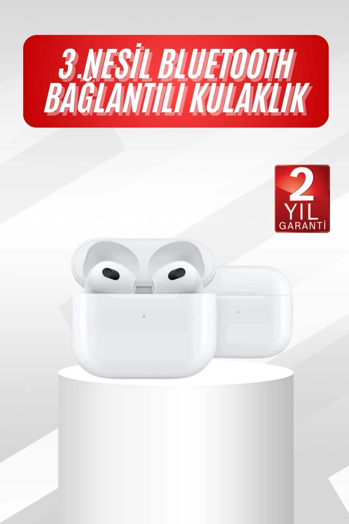 MELFSHOP 3.Nesil İOS Android Uyumlu Bluetooth 5.0 Beyaz Çağrı Cevaplama