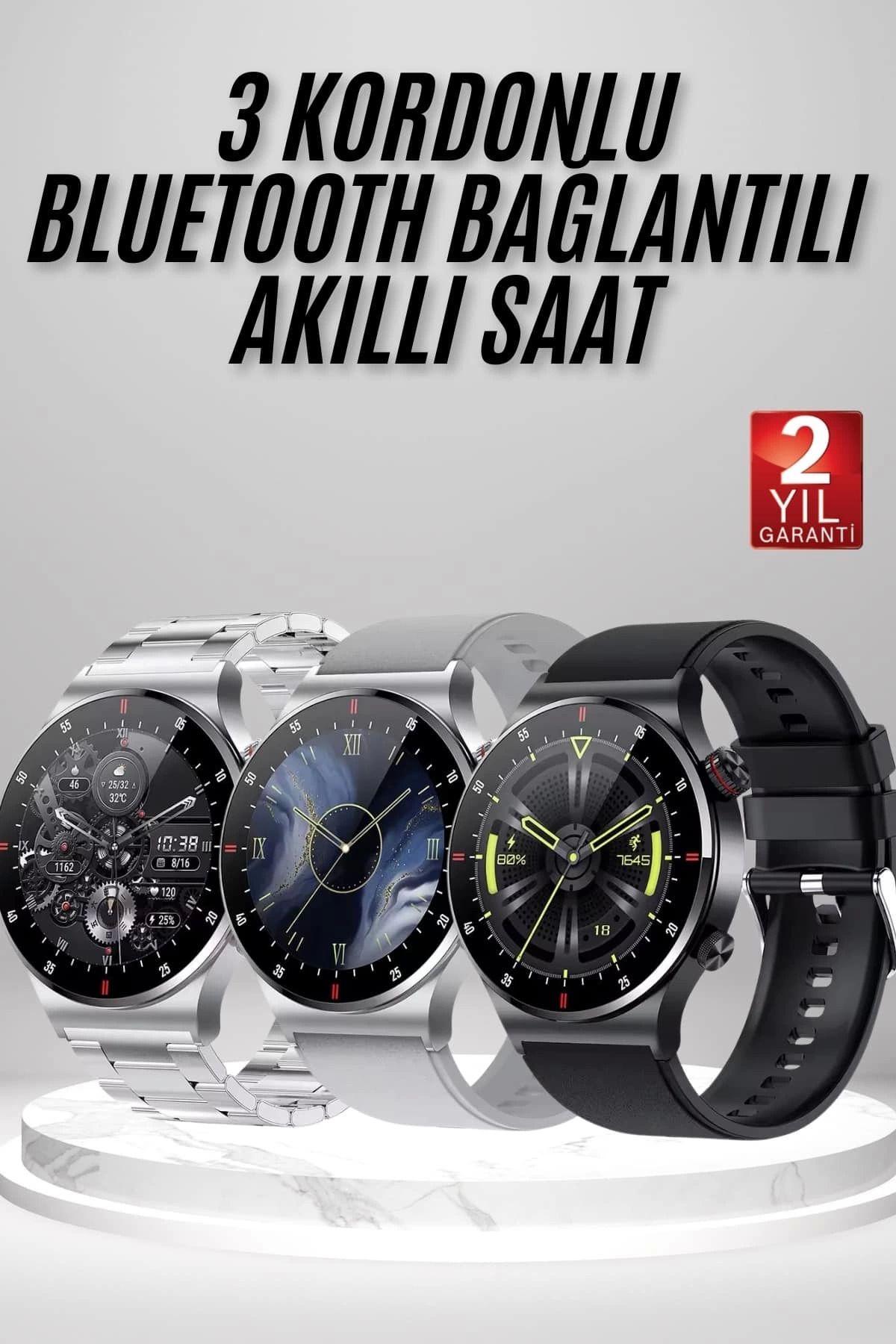 MELFSHOP Akıllı Saat Çoklu Kordon Seçeneği Amoled Ekran Çok Fonksiyonlu Bluetooth Bağlantılı