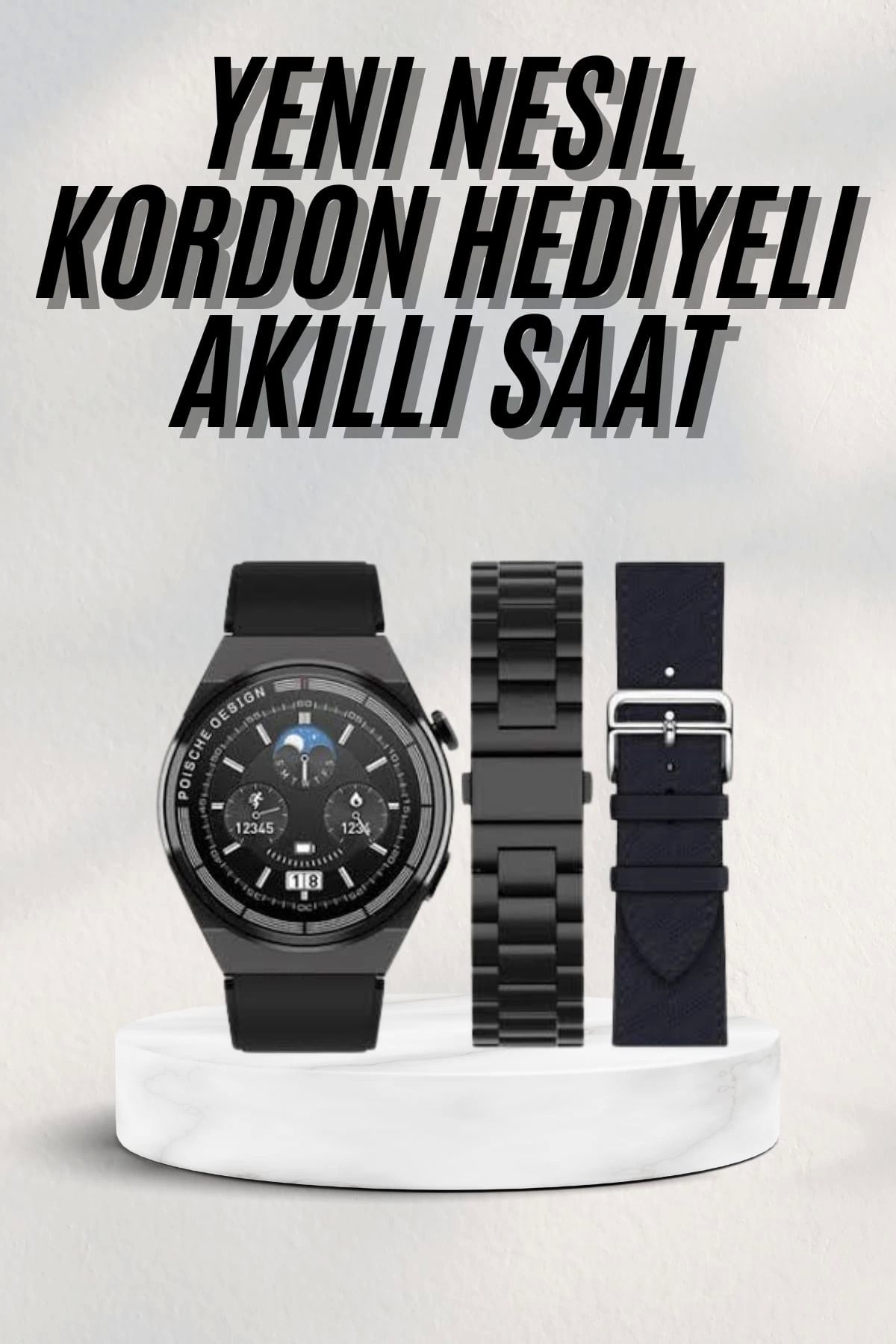 MELFSHOP En Çok Tercih Edilen Akıllı Saat Amoled Ekran Nabız Sensörü GPS Uyumlu Adımsayar