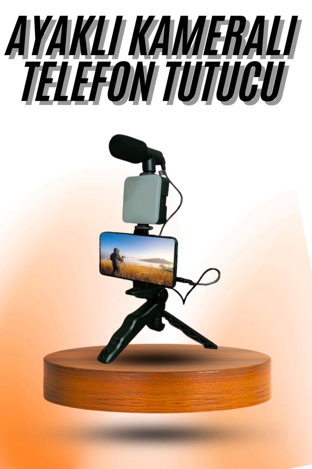 Heez Telefon Tutucu Mini Mikrofonlu Tripod Vlog Çekim Video