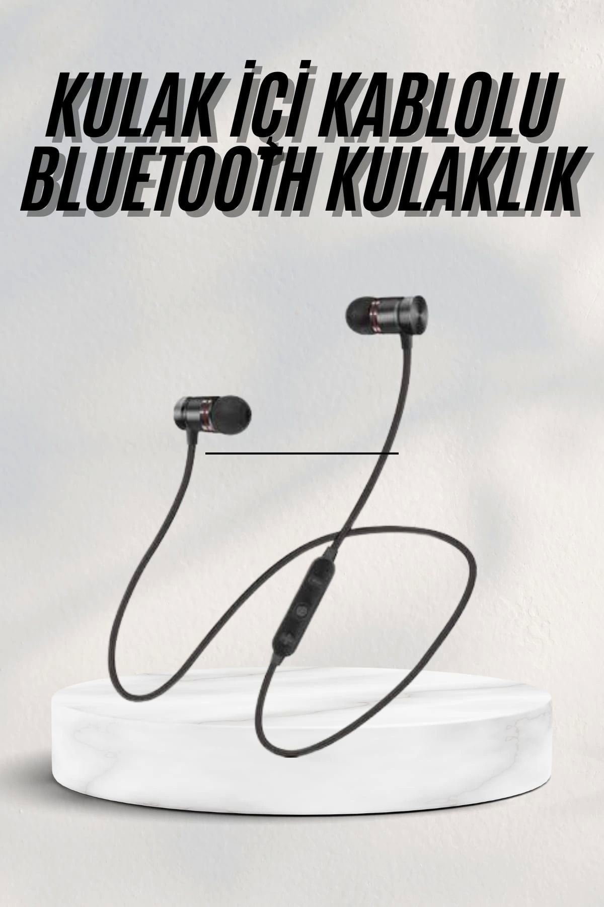 Heez Sports Mıknatıslı Siyah Bluetooth Kulaklık Kablolu Uzun Pil Ömrü