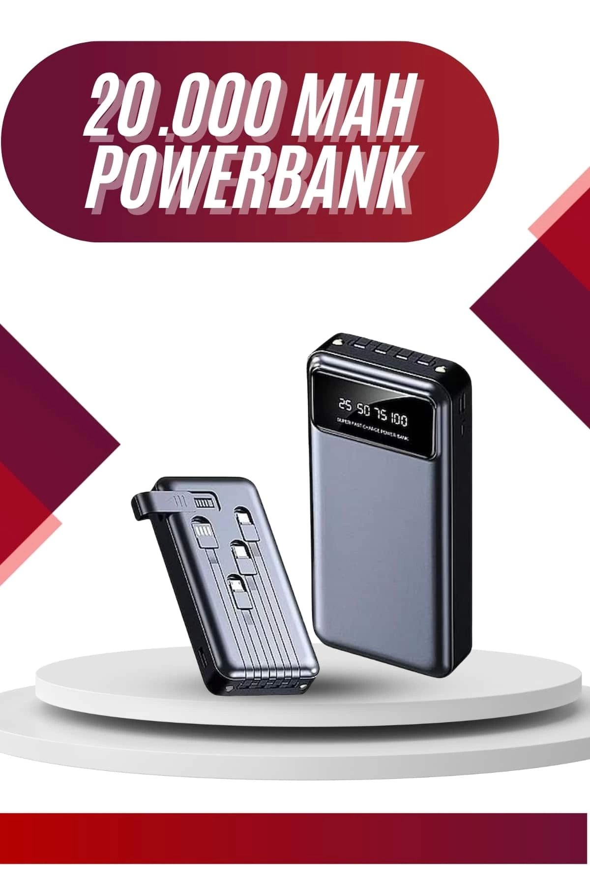 Heez 4 Çıkışlı 20.000 Mah Powerbank Uzun Pil Ömürlü Taşınabilir