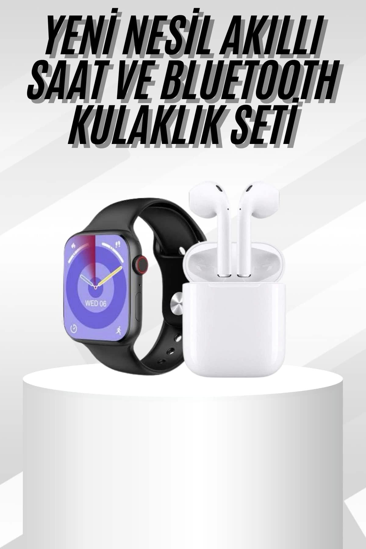 MELFSHOP Yeni Nesil Akıllı Saat Ve Kulaklık Seti Gümüş Kasa Zarif Tasarım Çok Fonksiyonlu