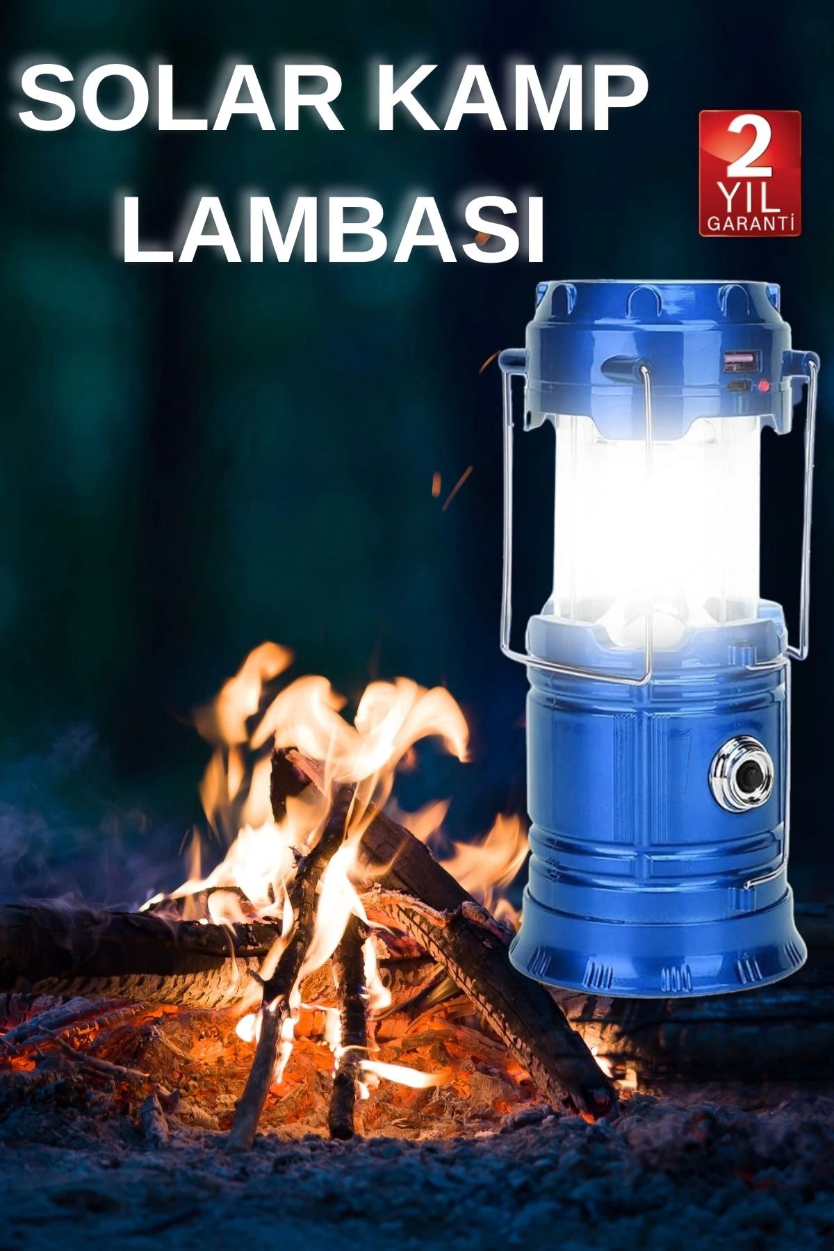 Heez Kamp Lambası El Feneri Askılı Büyük Boy USB Şarjlı Işıldak