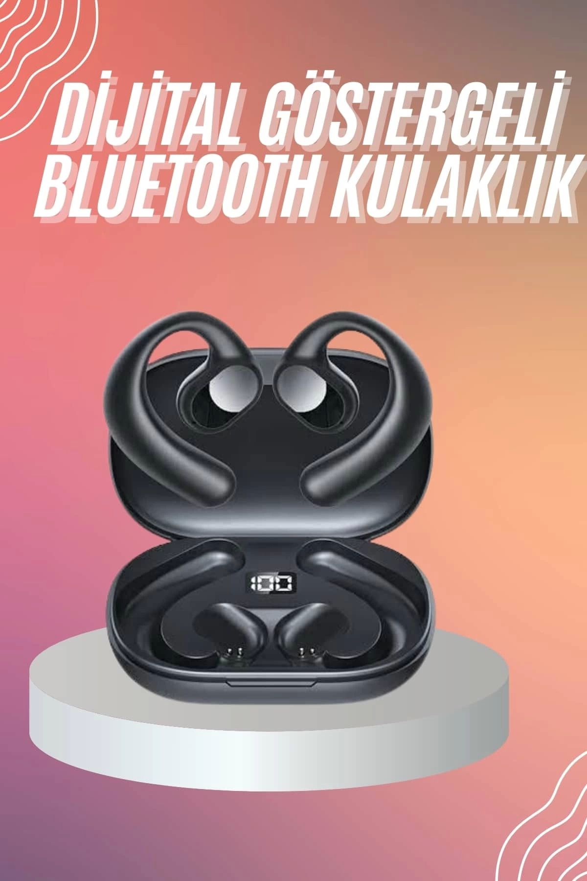 MELFSHOP Bluetooth Kulaklık Küpeli Uzun Pil Ömrü Yüksek Ses Kaliteli Dijital Göstergeli