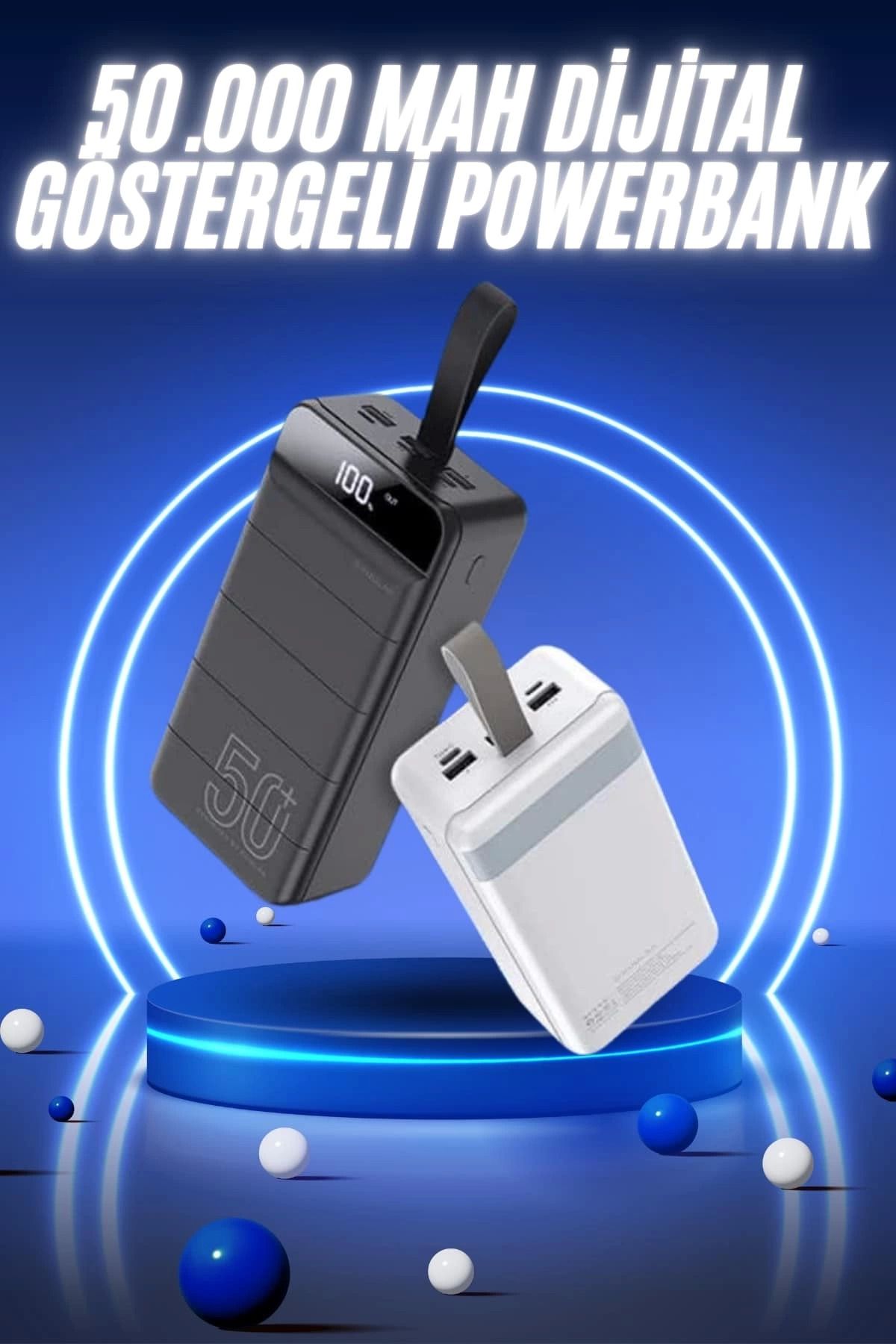 Heez 50.000 Mah Powerbank Turbo Hızlı Led Göstergeli Android İOS Uyumlu Taşınabilir Askılı