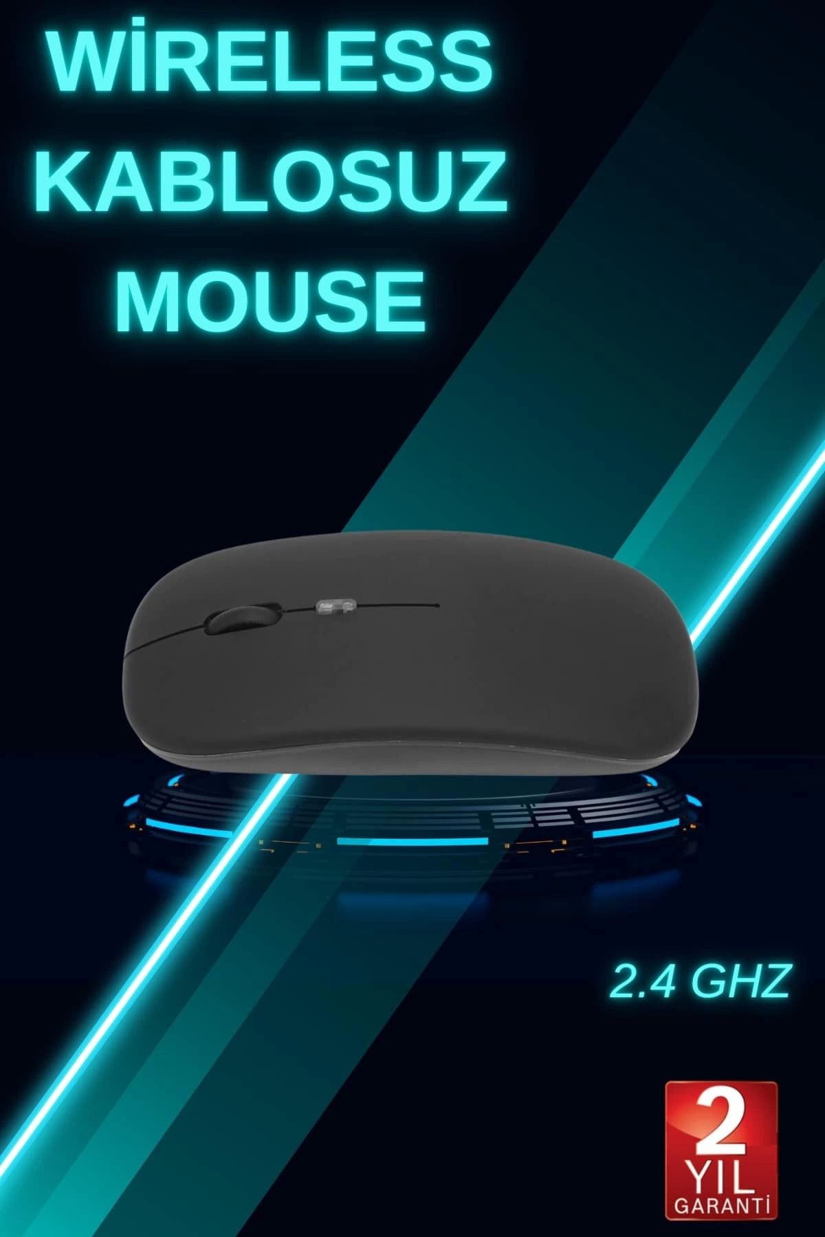 ÖYKÜ VE YİĞİT Siyah Wireless Kablosuz Sessiz Mouse Bluetooth Bağlantılı