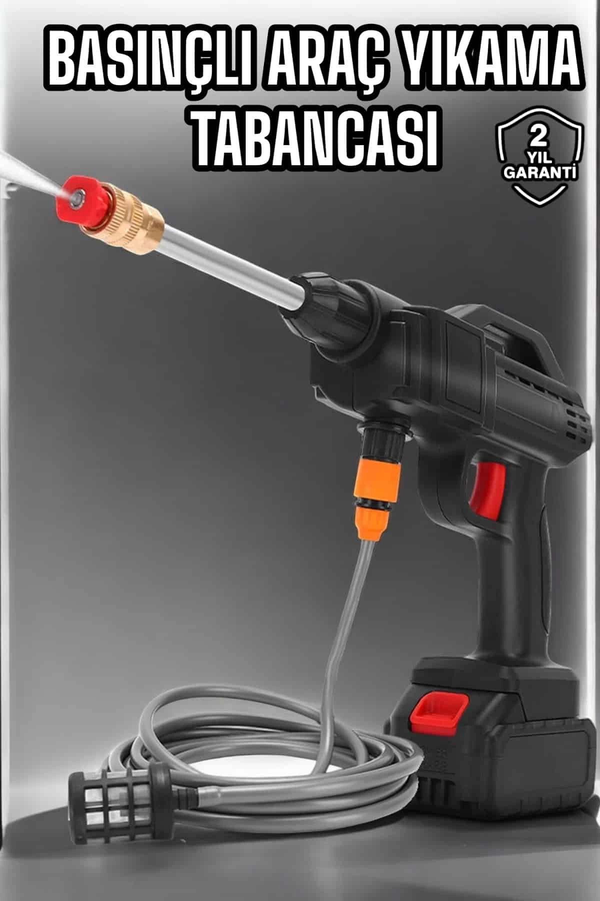 DENİZBİLİŞİM Şarjlı Oto Yıkama Tabancası Su Basınçlı Hazneli Bataryalı