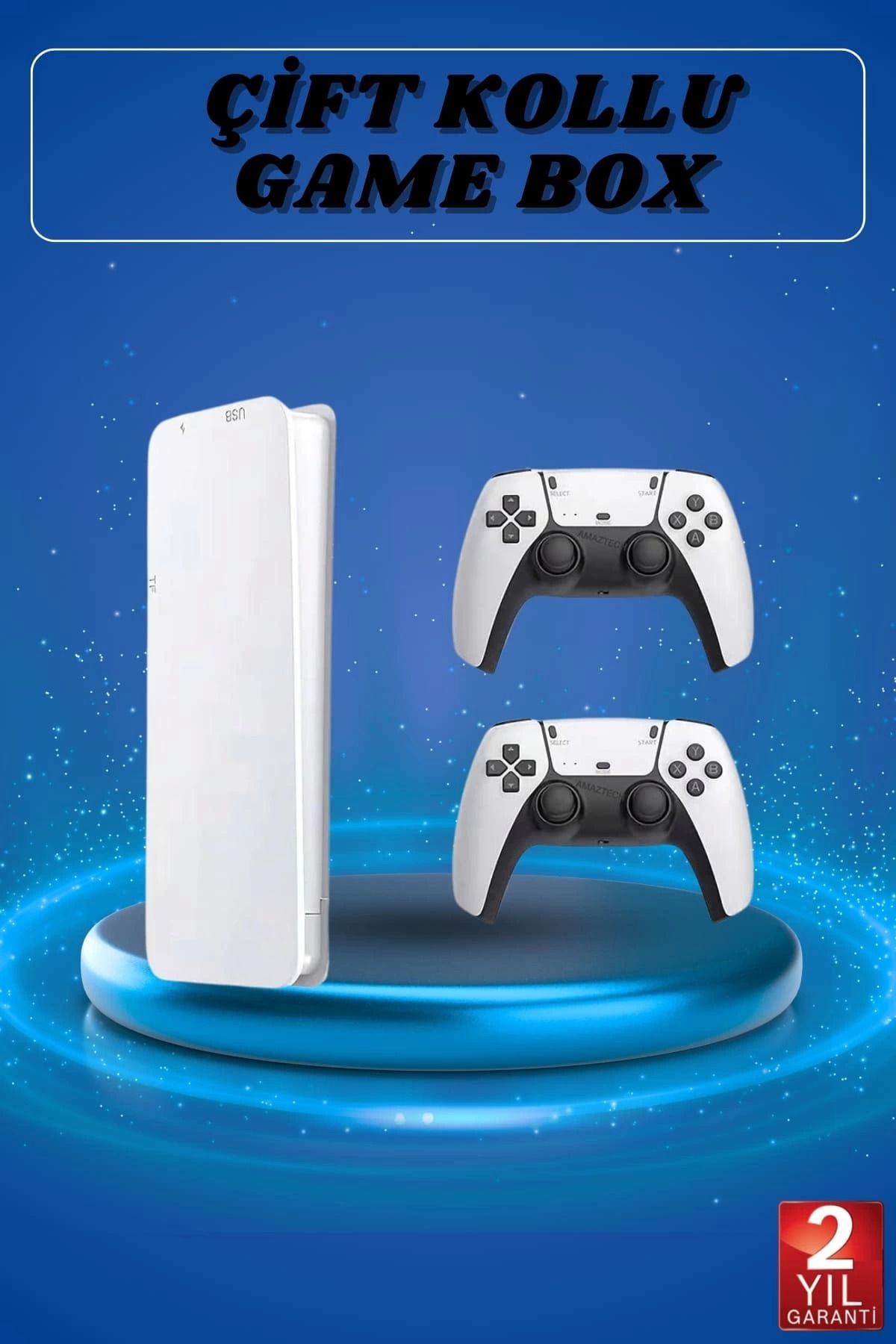 ÖYKÜ VE YİĞİT 3D Çift Oyun Kollu 4K HD Ekran Nostaljik 20.000 Oyunlu Beyaz Game Box